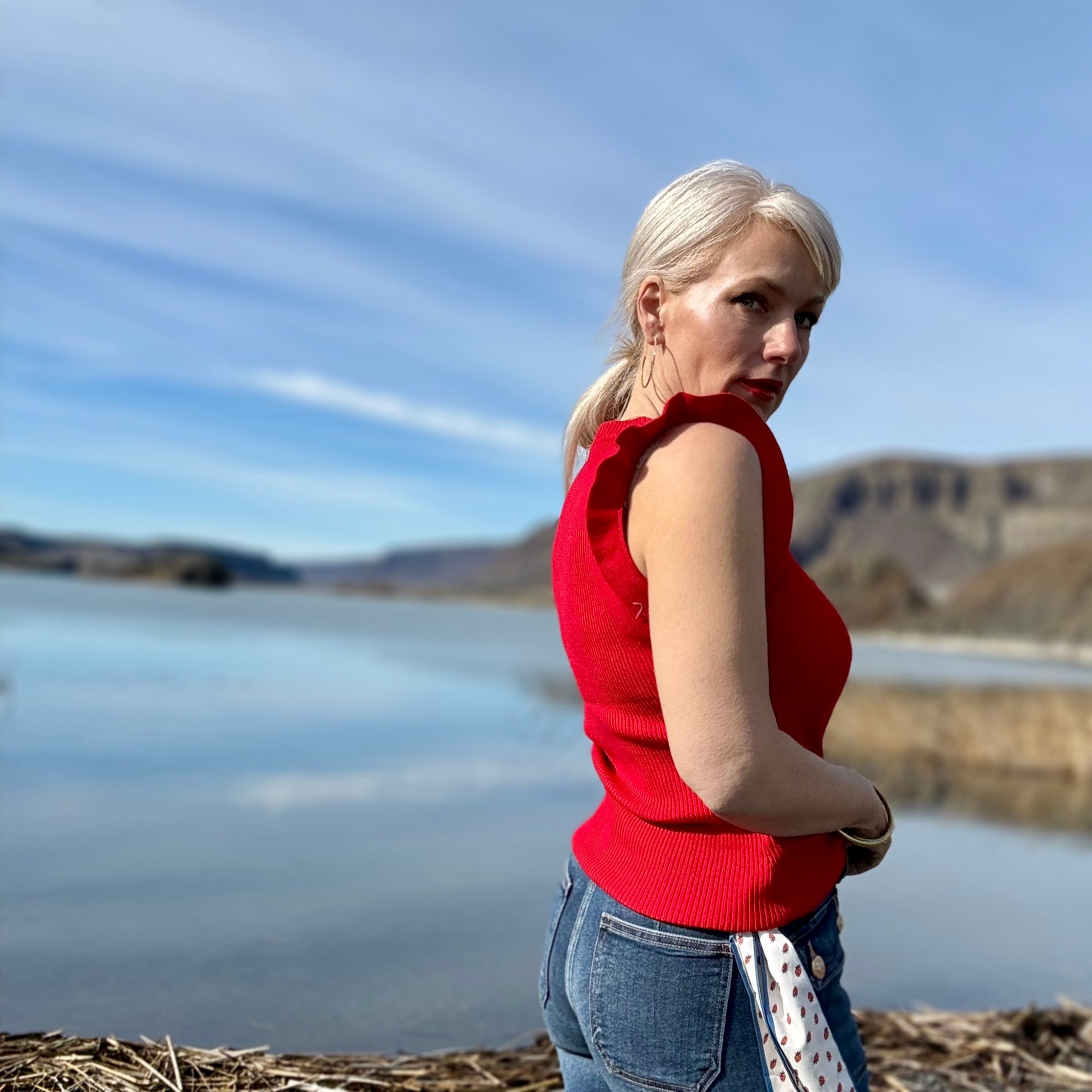 Ribbed Ruffle Tank