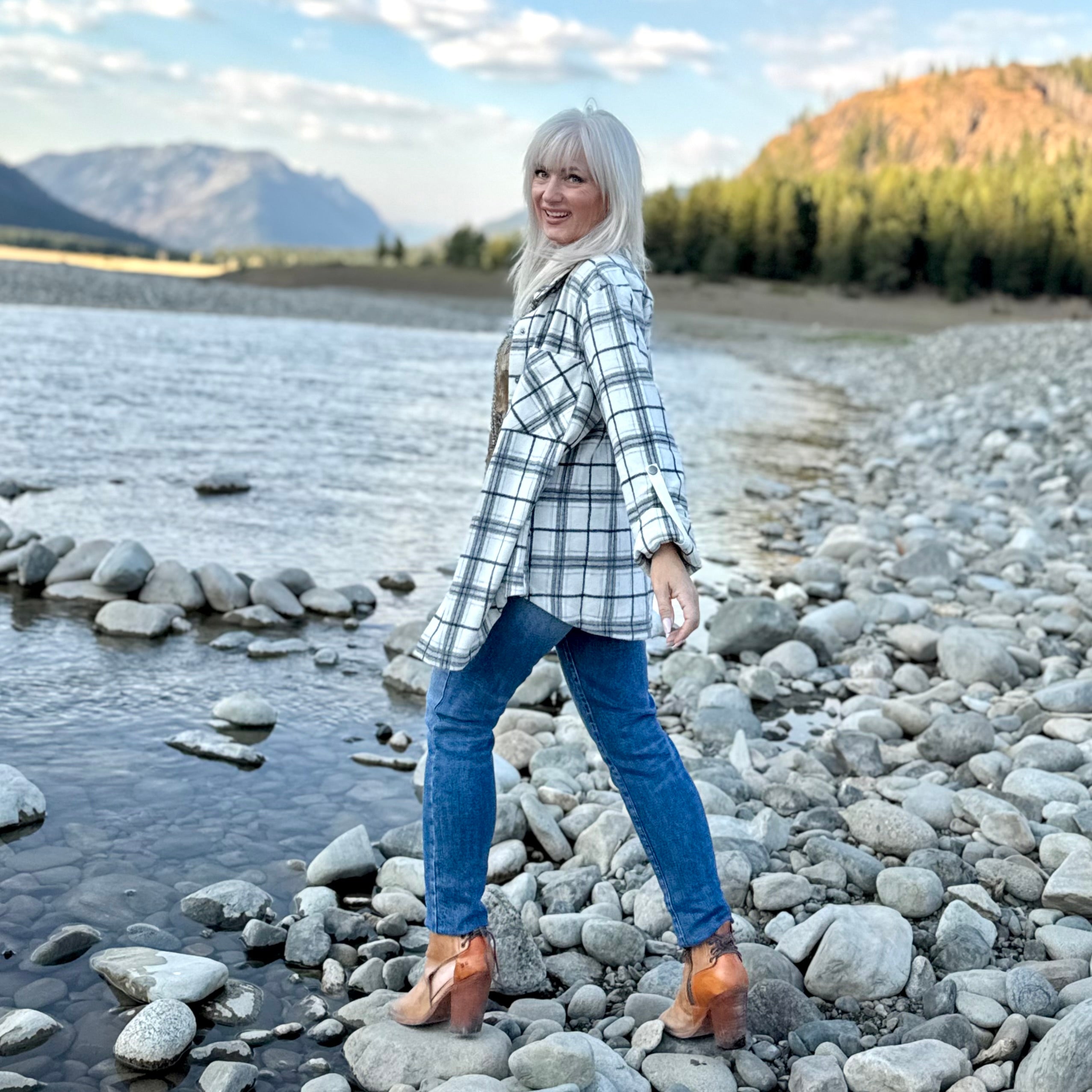 HERITAGE PLAID FLANNEL SHACKET Ivory