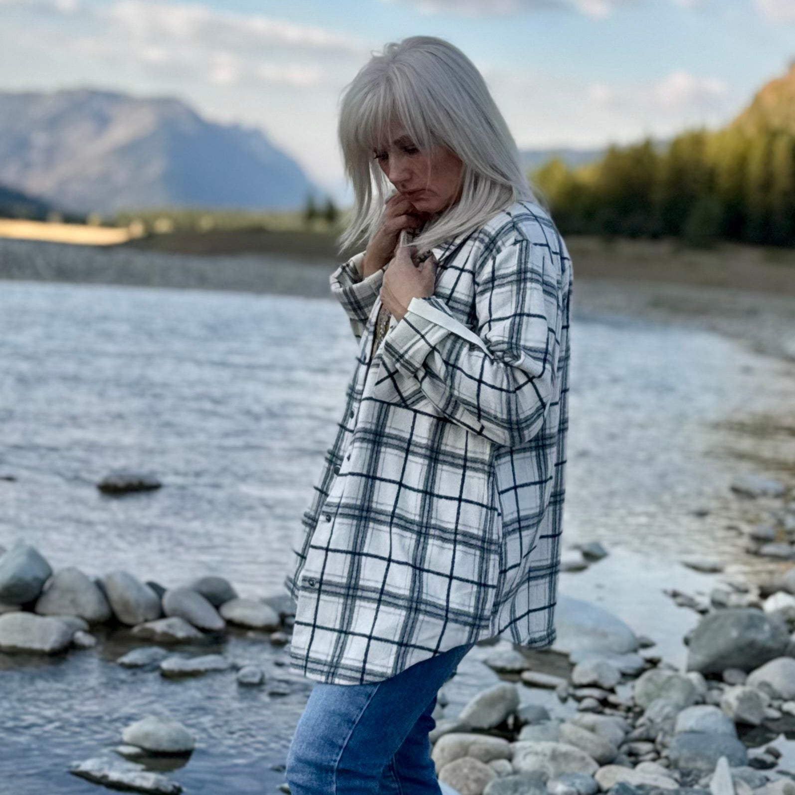 HERITAGE PLAID FLANNEL SHACKET Ivory