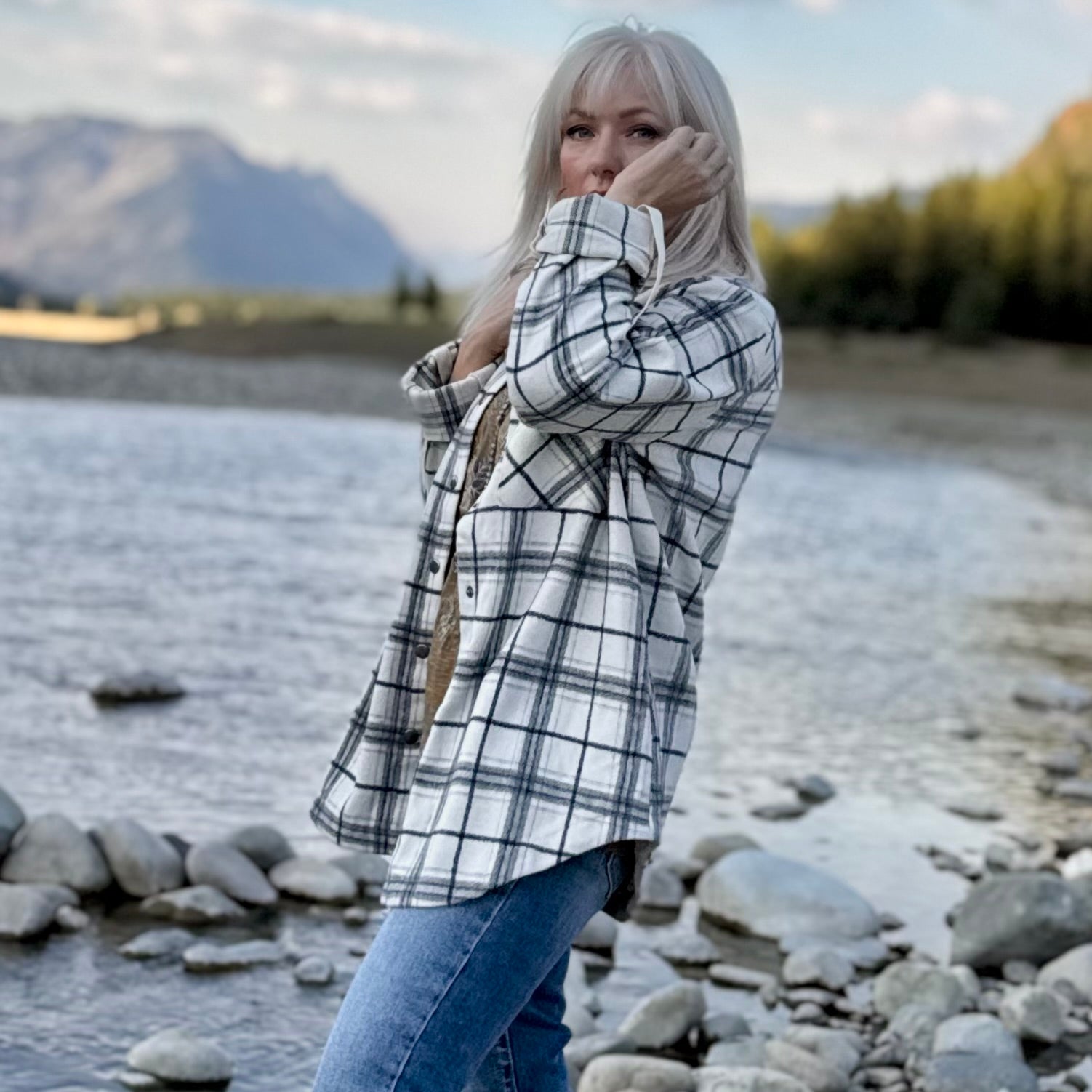 HERITAGE PLAID FLANNEL SHACKET Ivory
