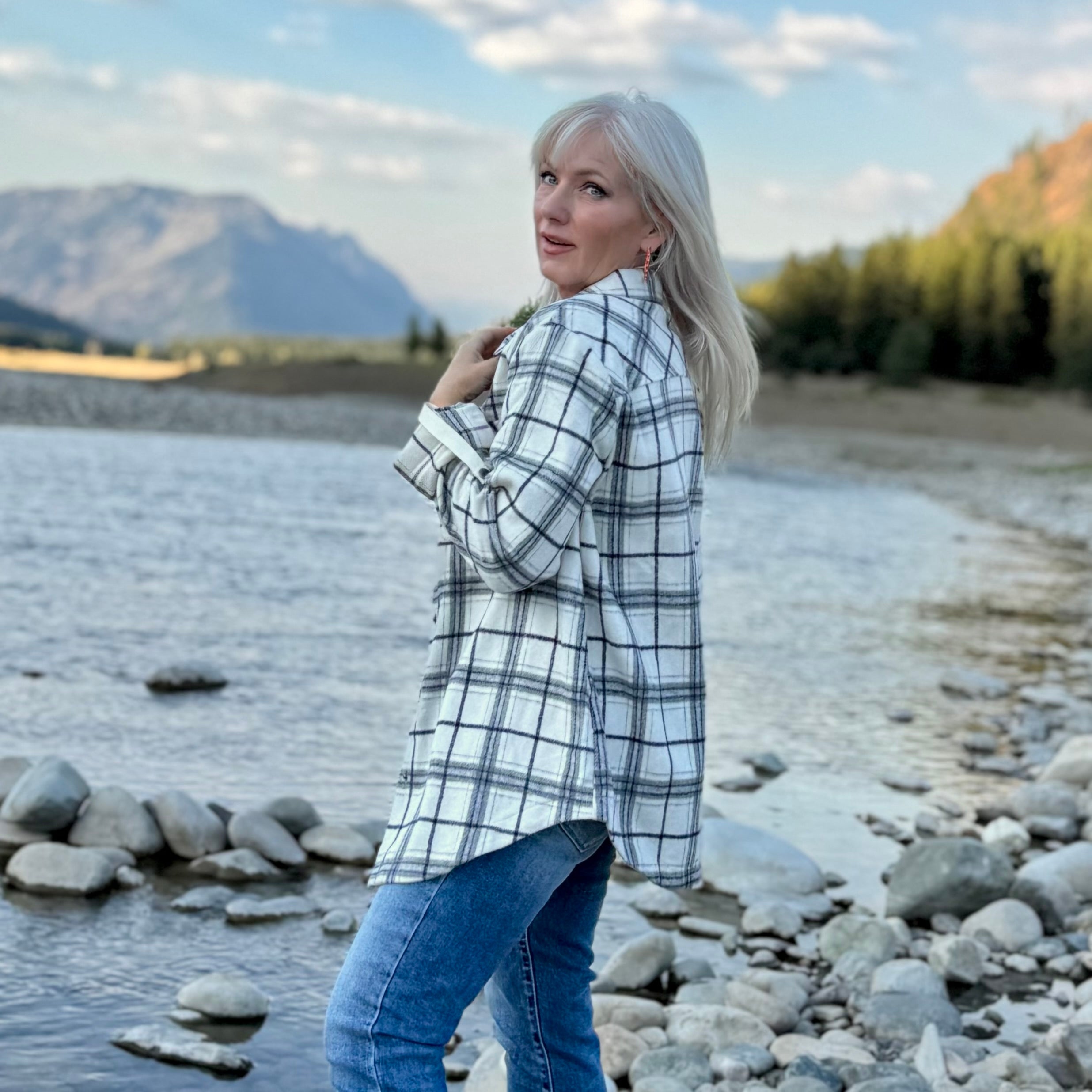 HERITAGE PLAID FLANNEL SHACKET Ivory
