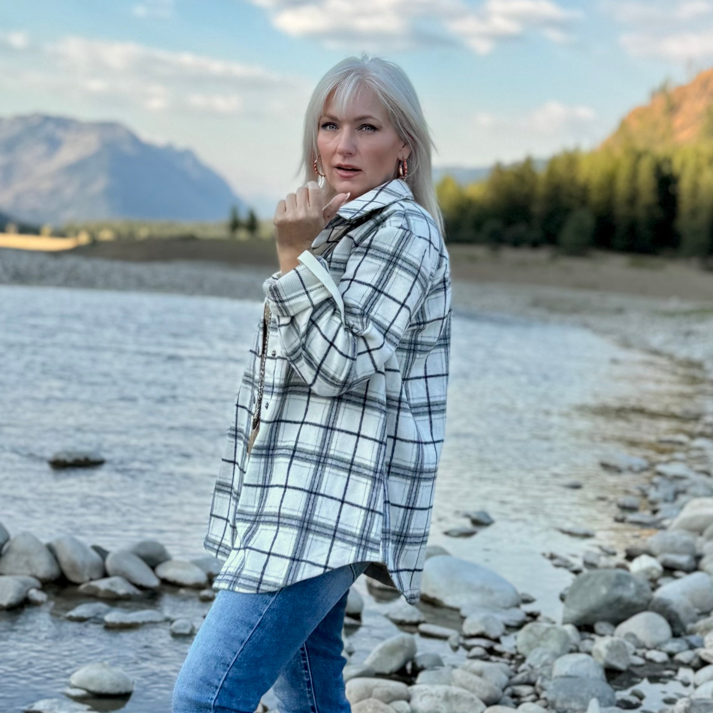 HERITAGE PLAID FLANNEL SHACKET Ivory