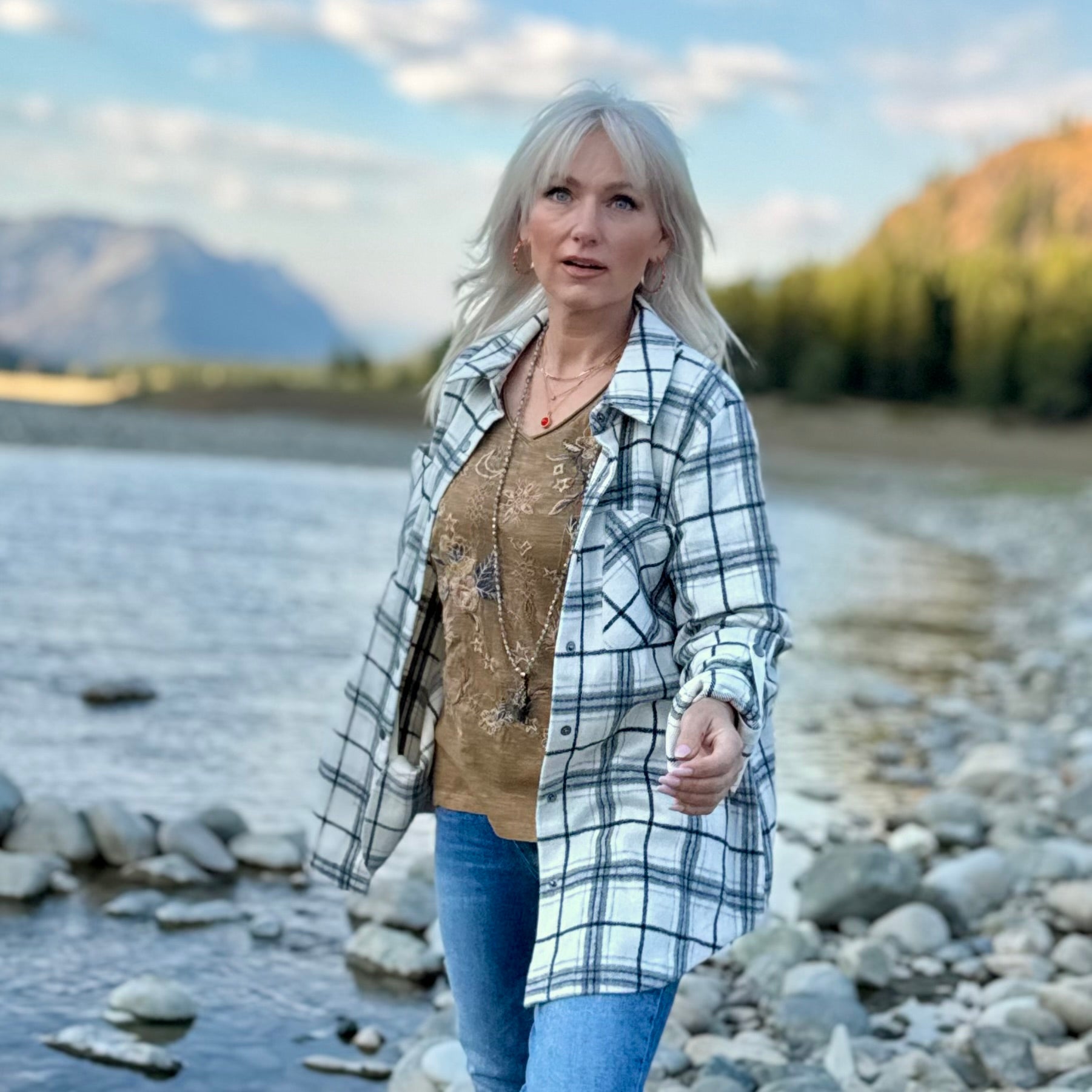 HERITAGE PLAID FLANNEL SHACKET Ivory