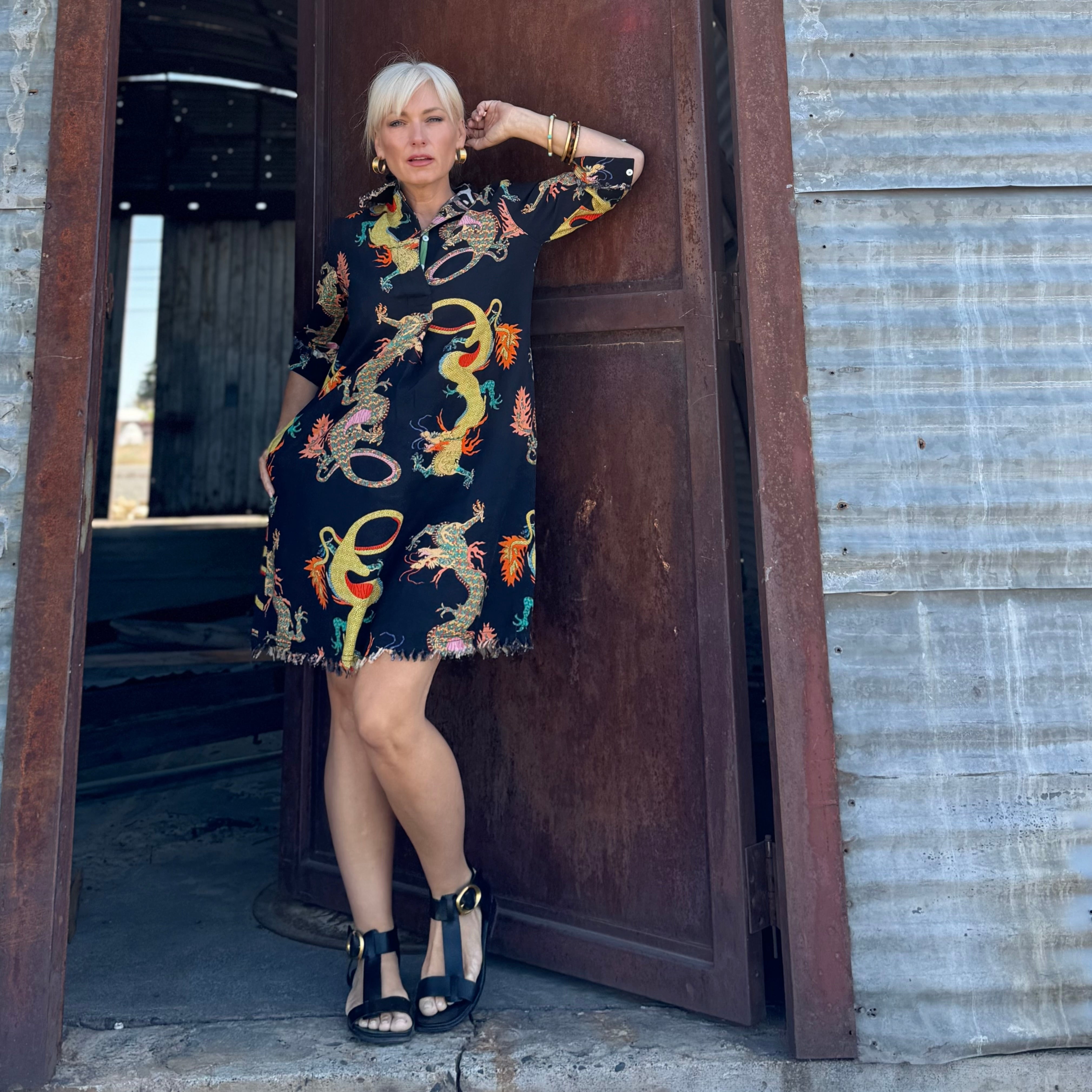 Midnight Mosaic Shirt Dress
