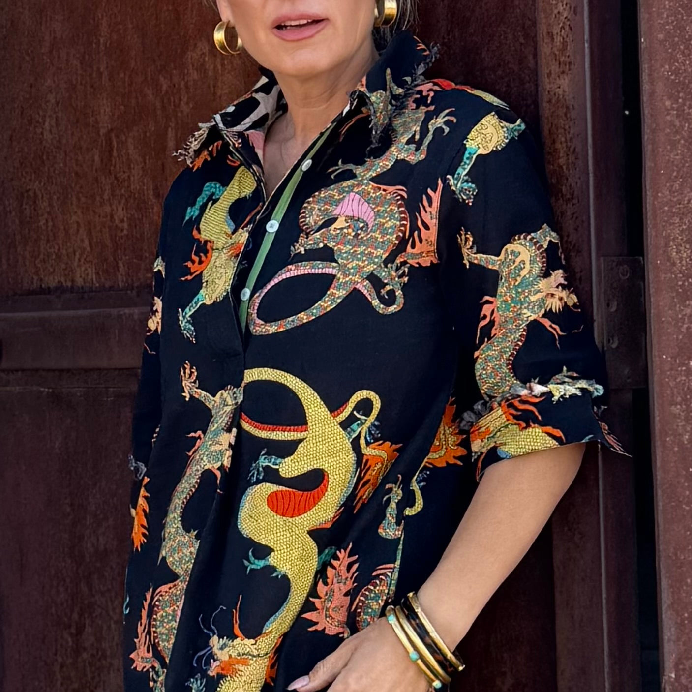 Midnight Mosaic Shirt Dress