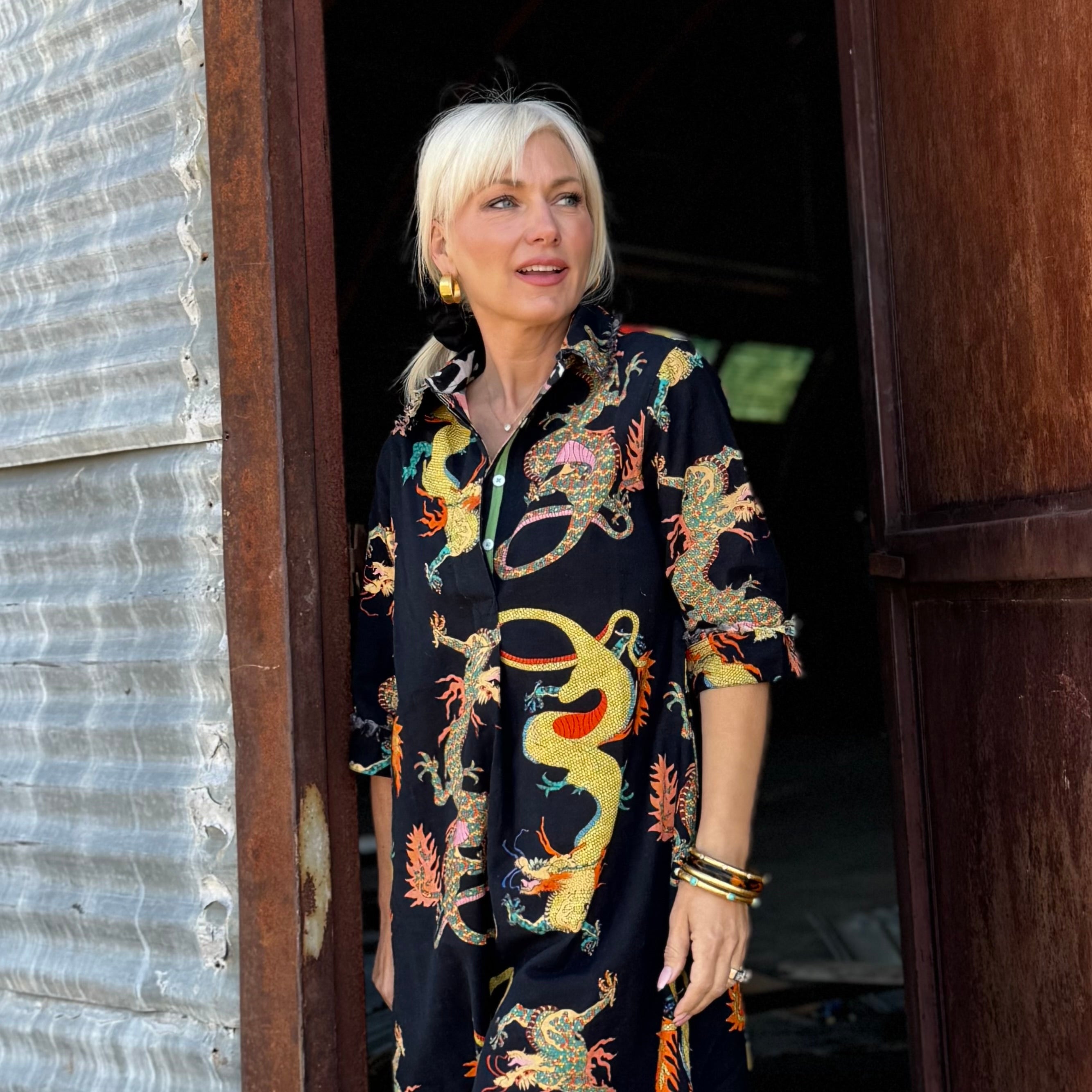 Midnight Mosaic Shirt Dress