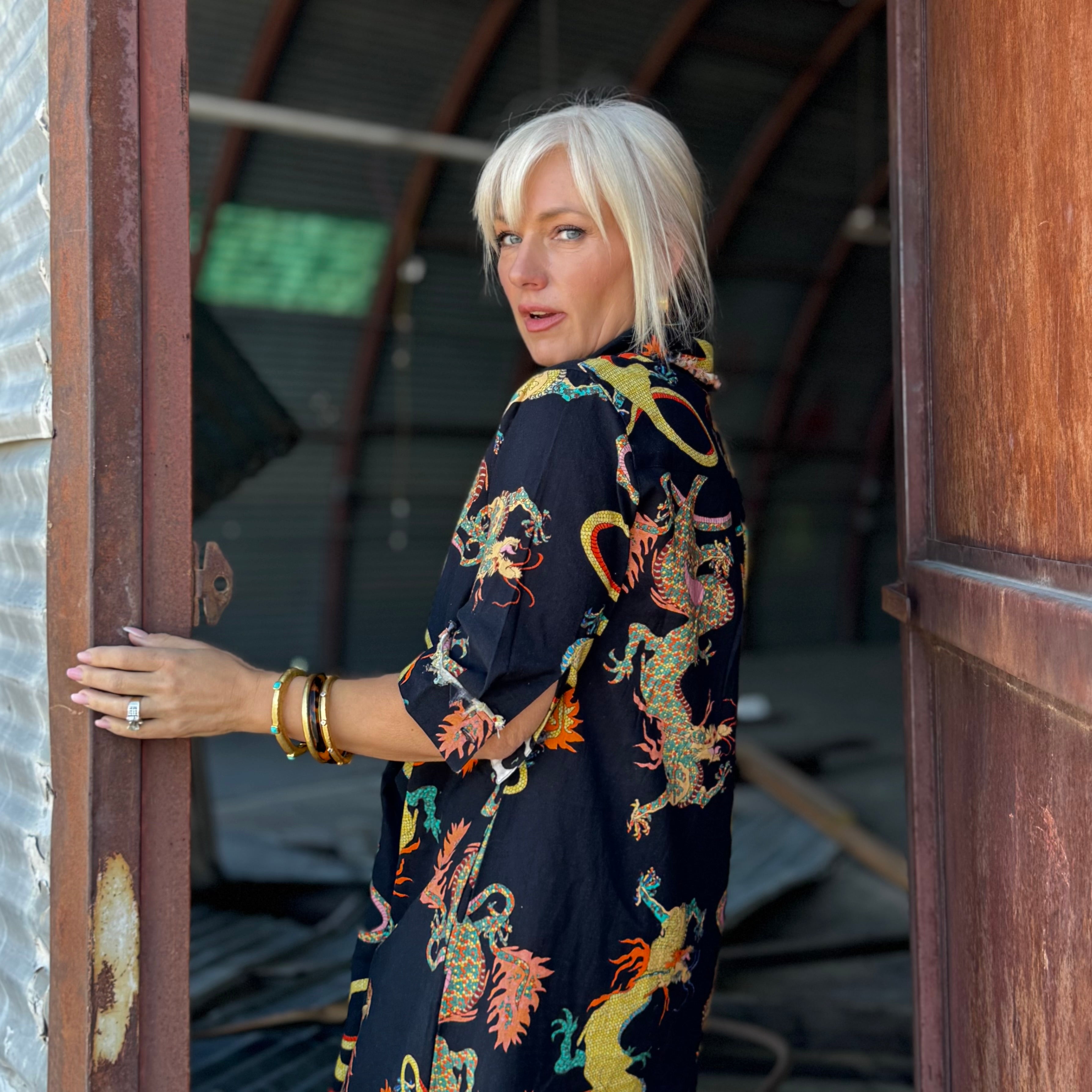 Midnight Mosaic Shirt Dress