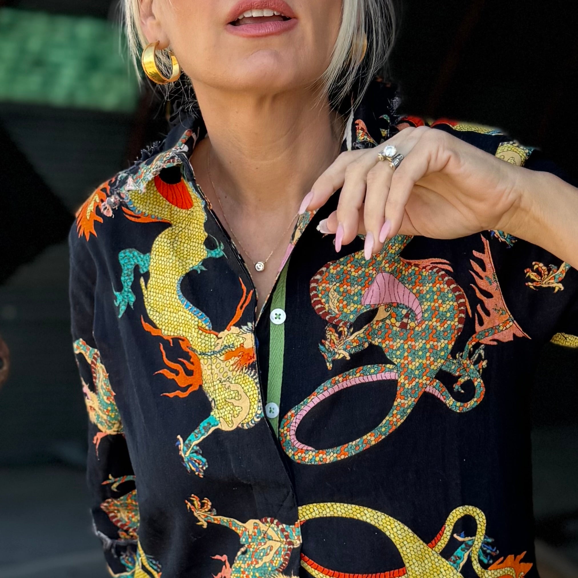 Midnight Mosaic Shirt Dress