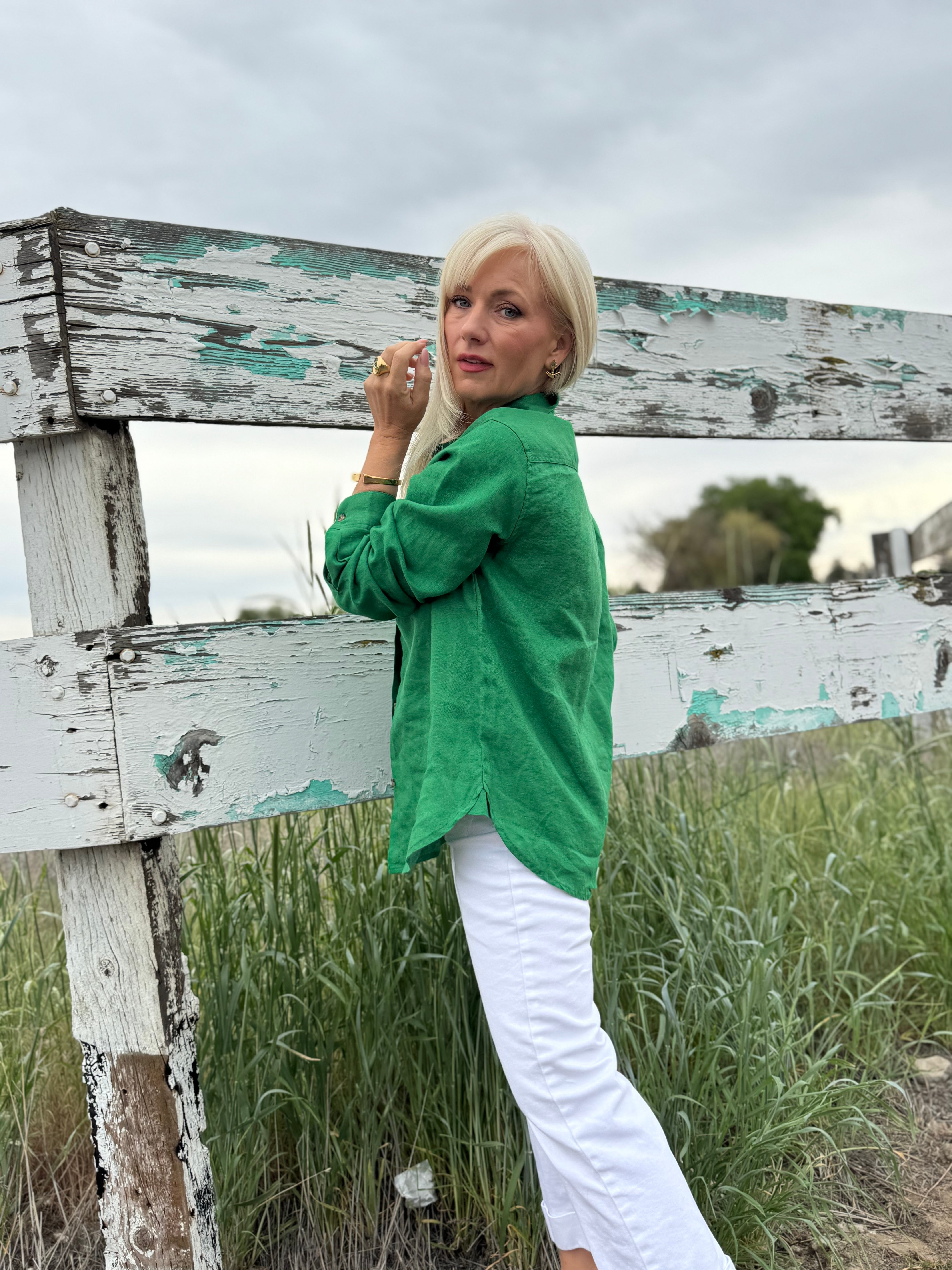 Emerald Coast Linen Button-Up