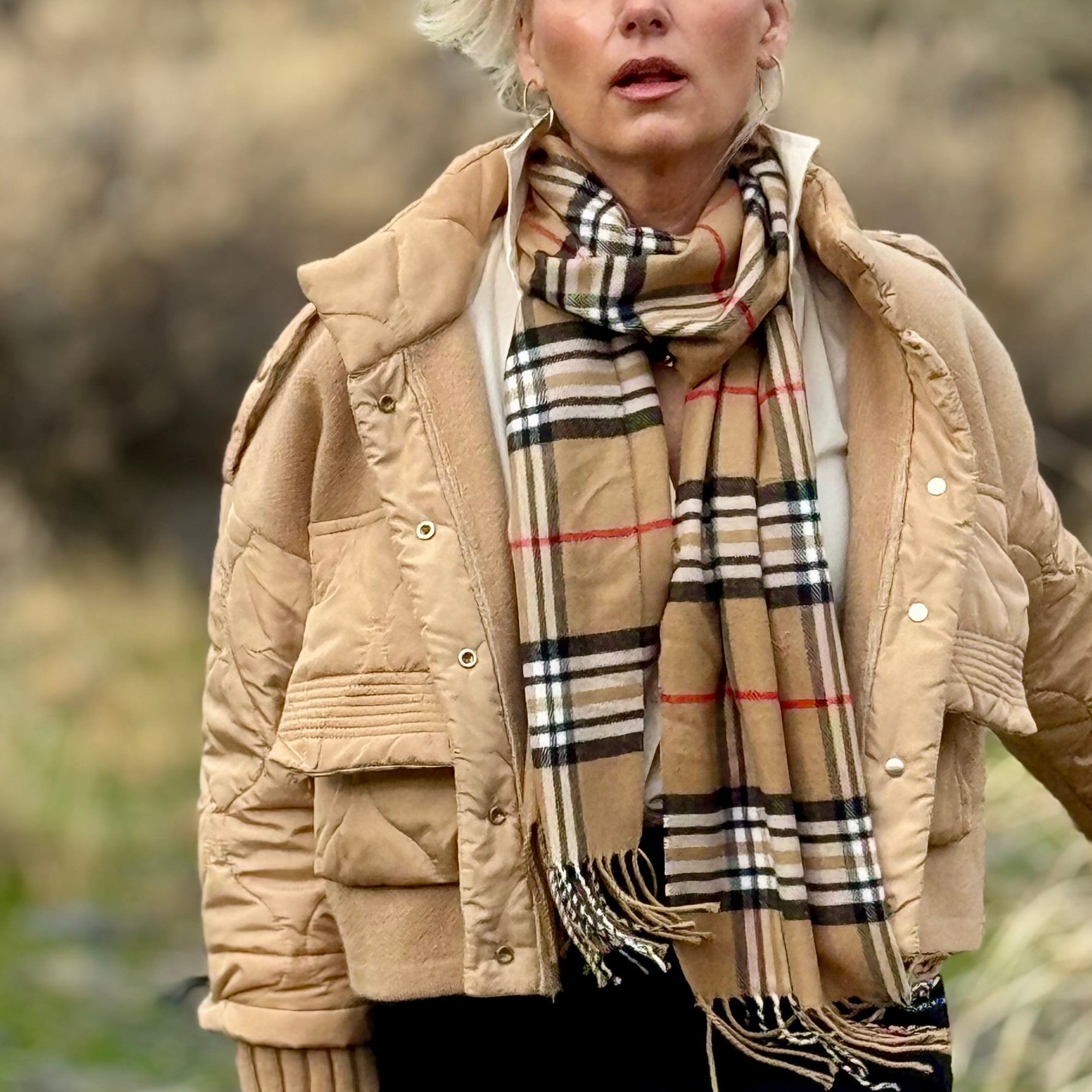 OXFORD PLAID SCARF Tan (Copy)
