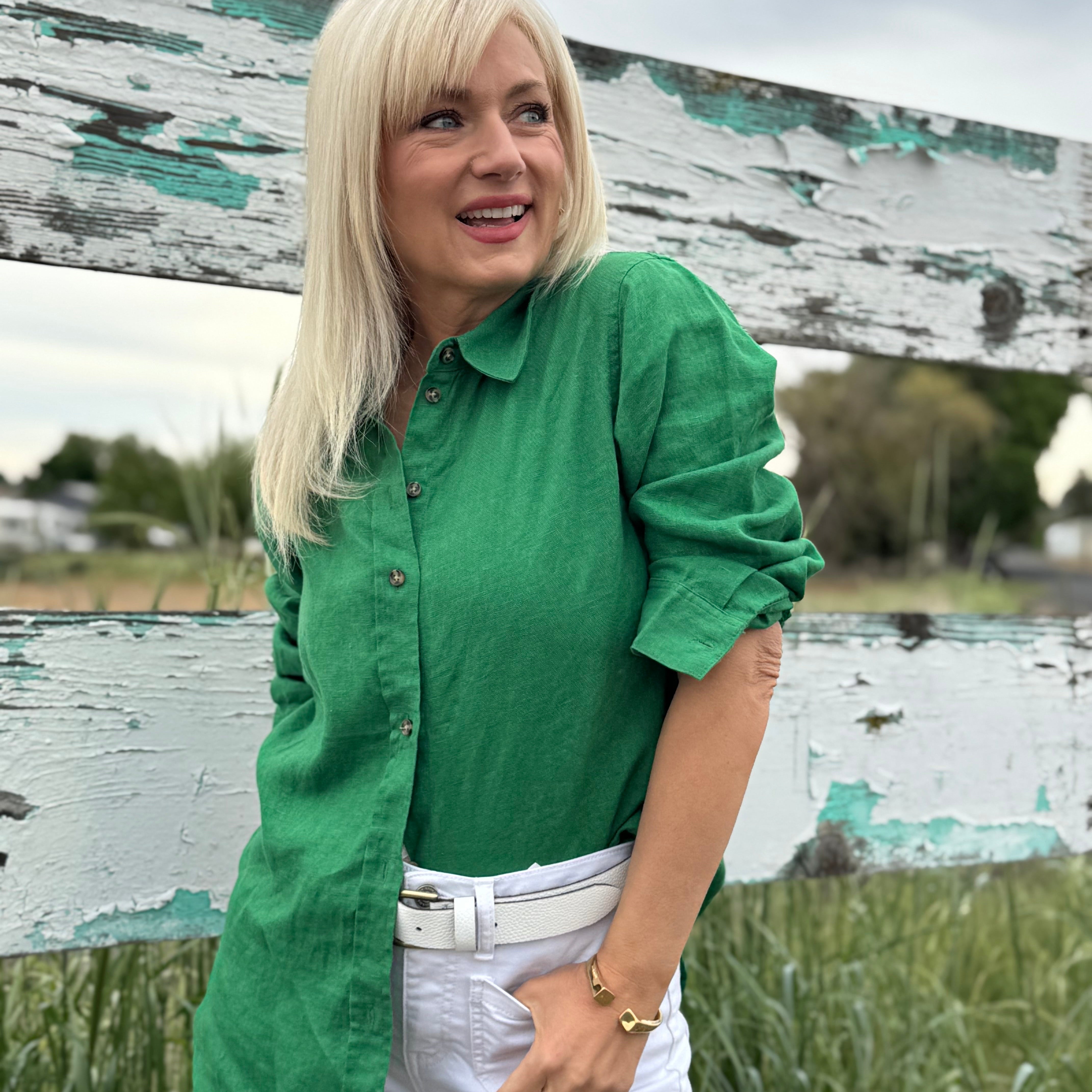 Emerald Coast Linen Button-Up