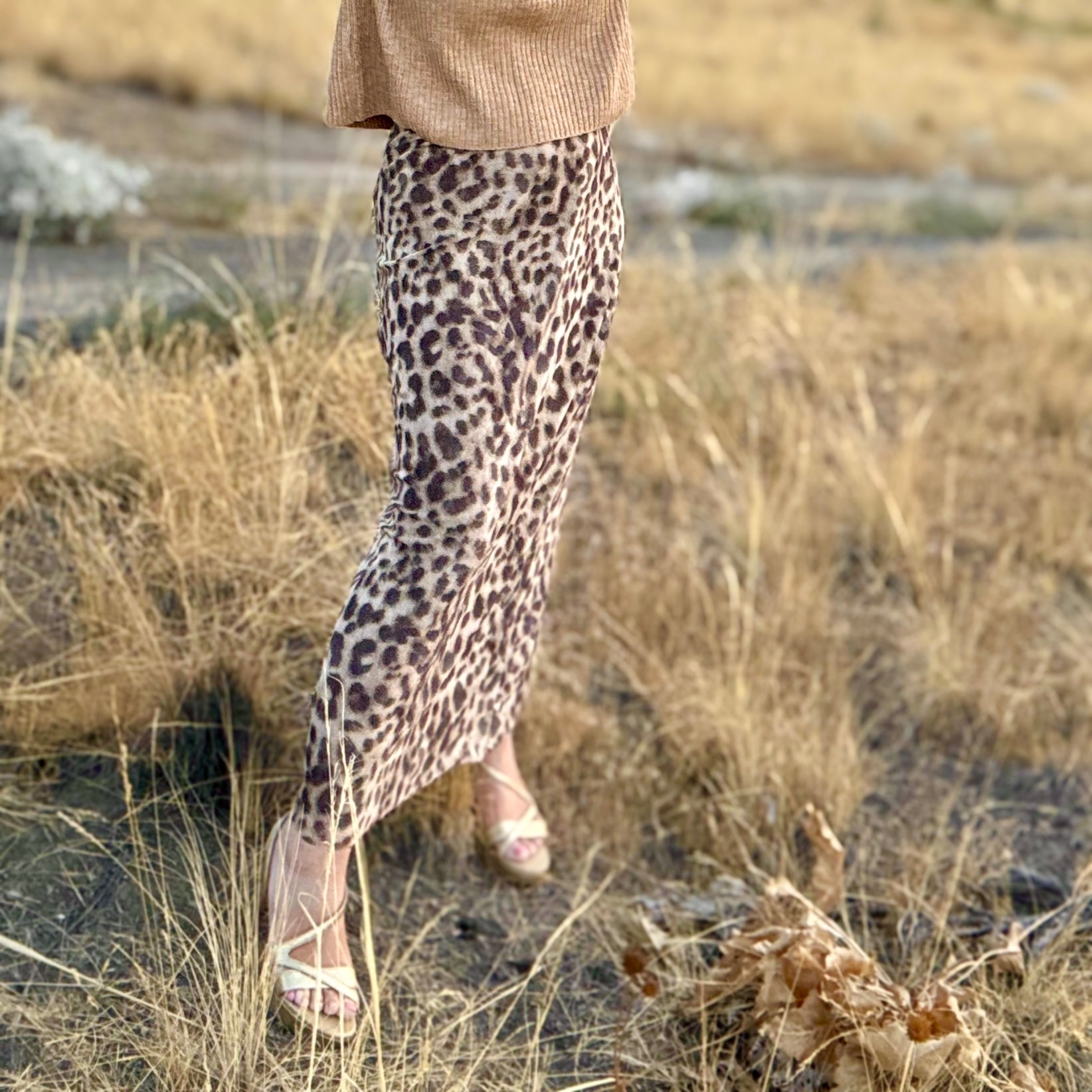 Leyla Mesh Leopard Maxi Skirt