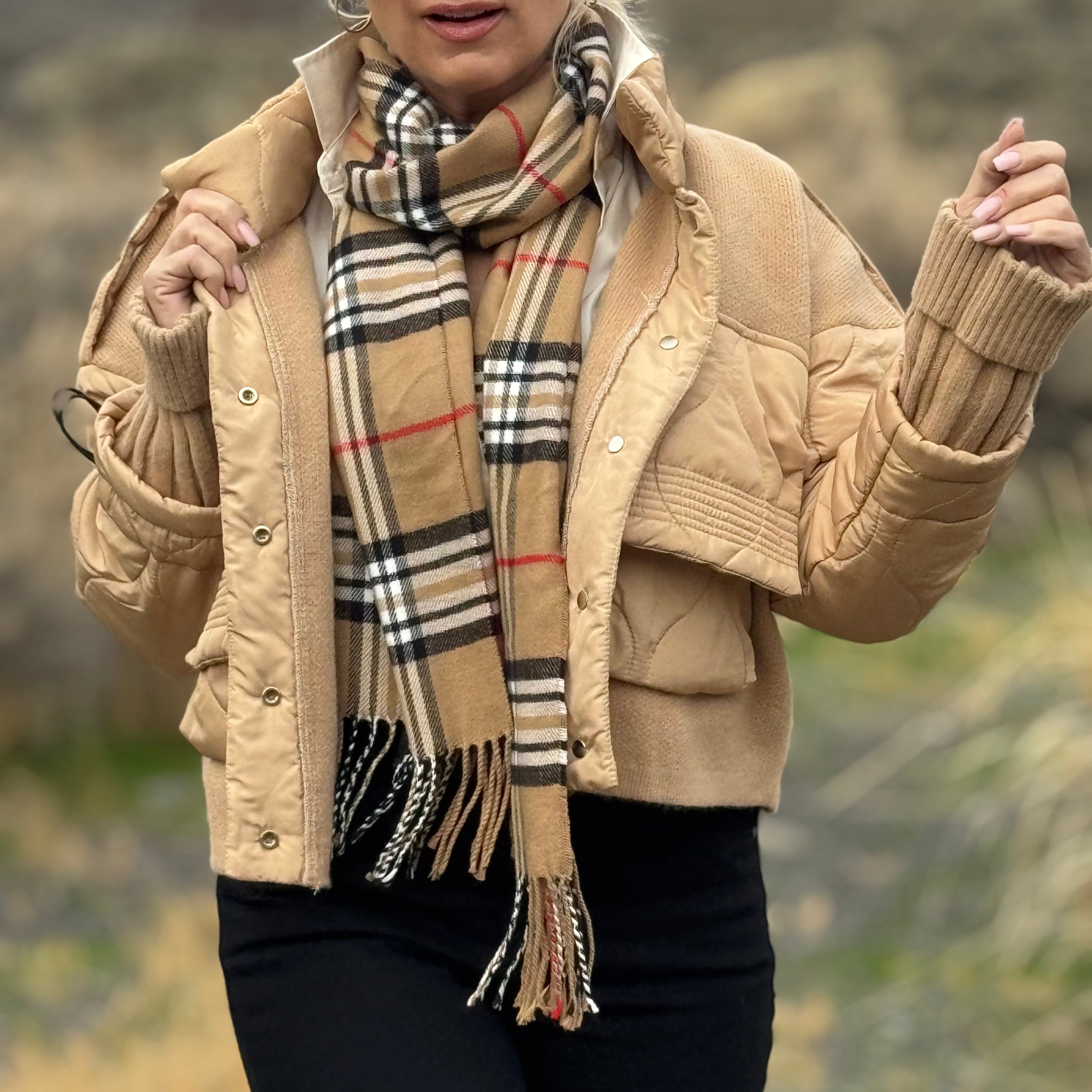 OXFORD PLAID SCARF Tan (Copy)