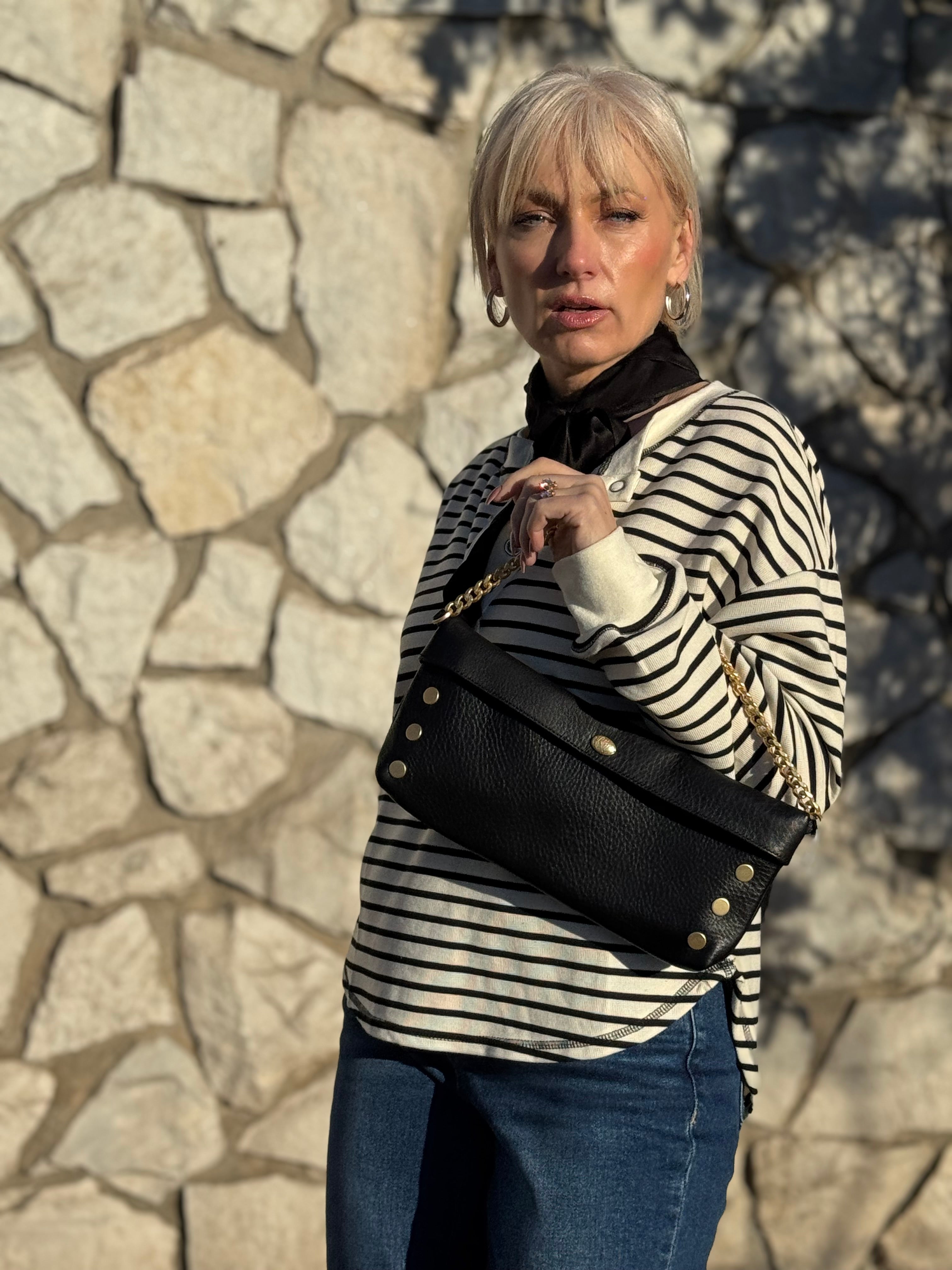 Hammitt Invitation Clutch Black/Brushed Gold