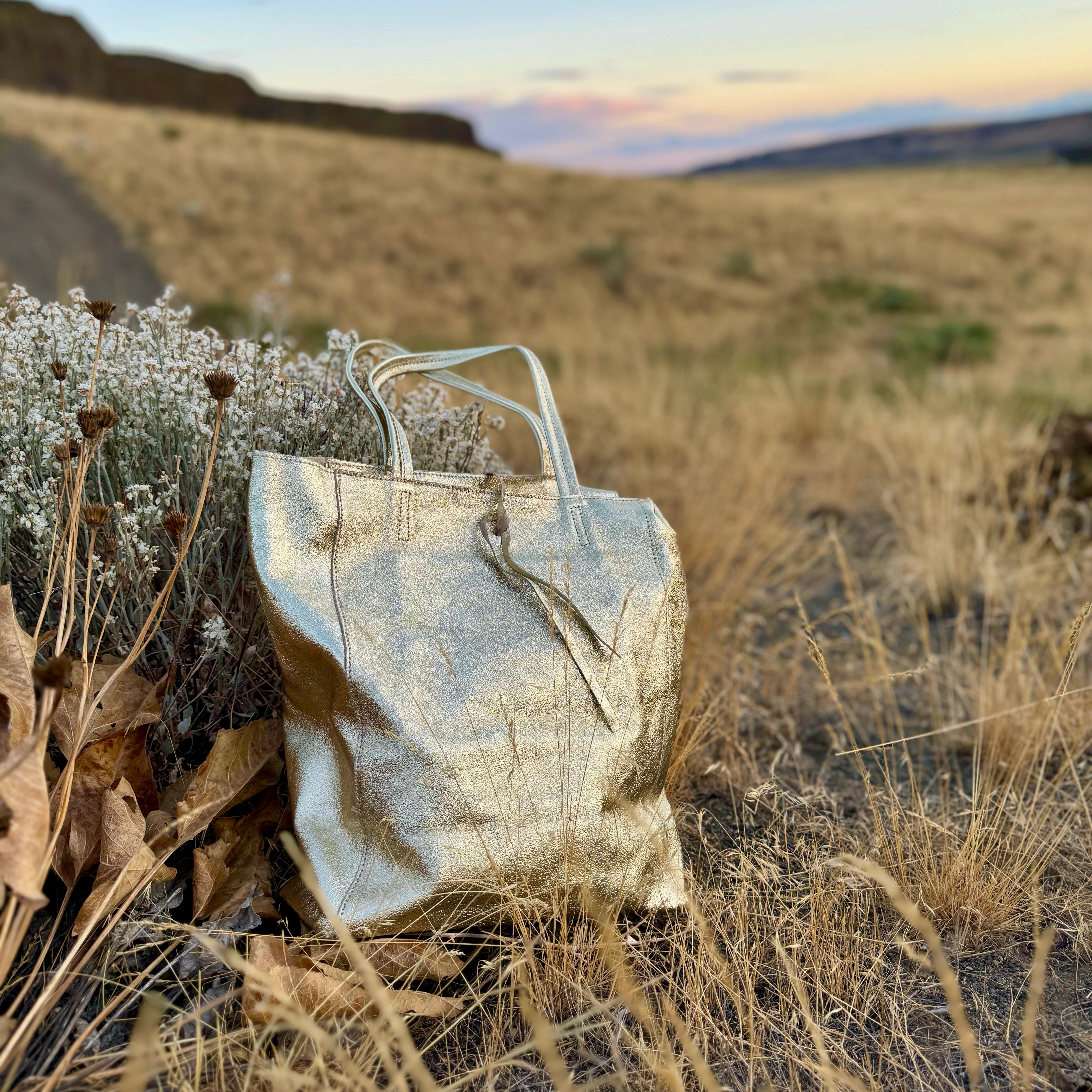 Luna Metallic Leather Tote