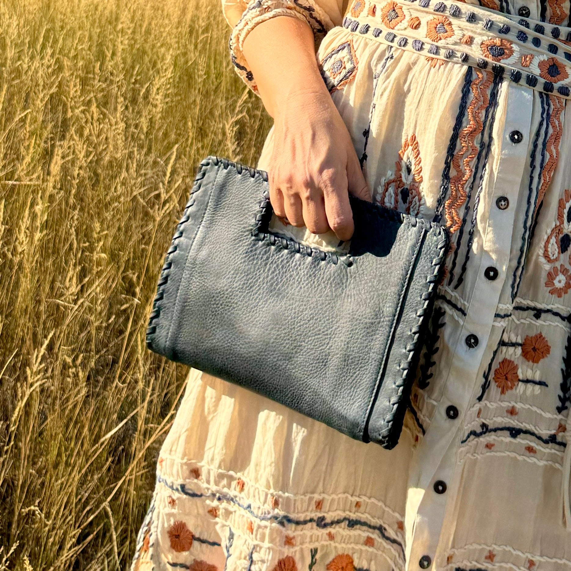 Gina Fold-over Clutch Wallet (Denim)