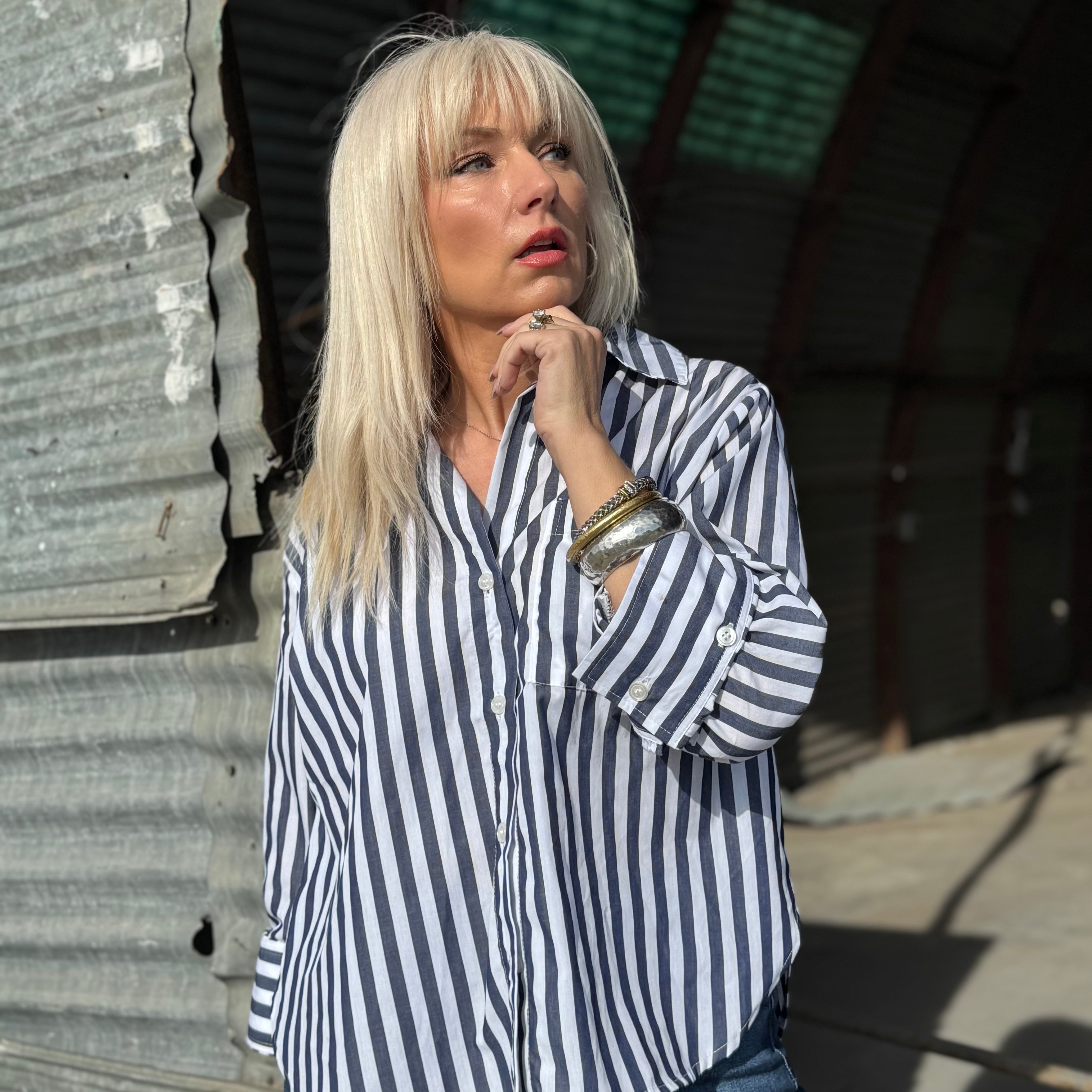 VALENCIA BLUE STRIPE SHIRT