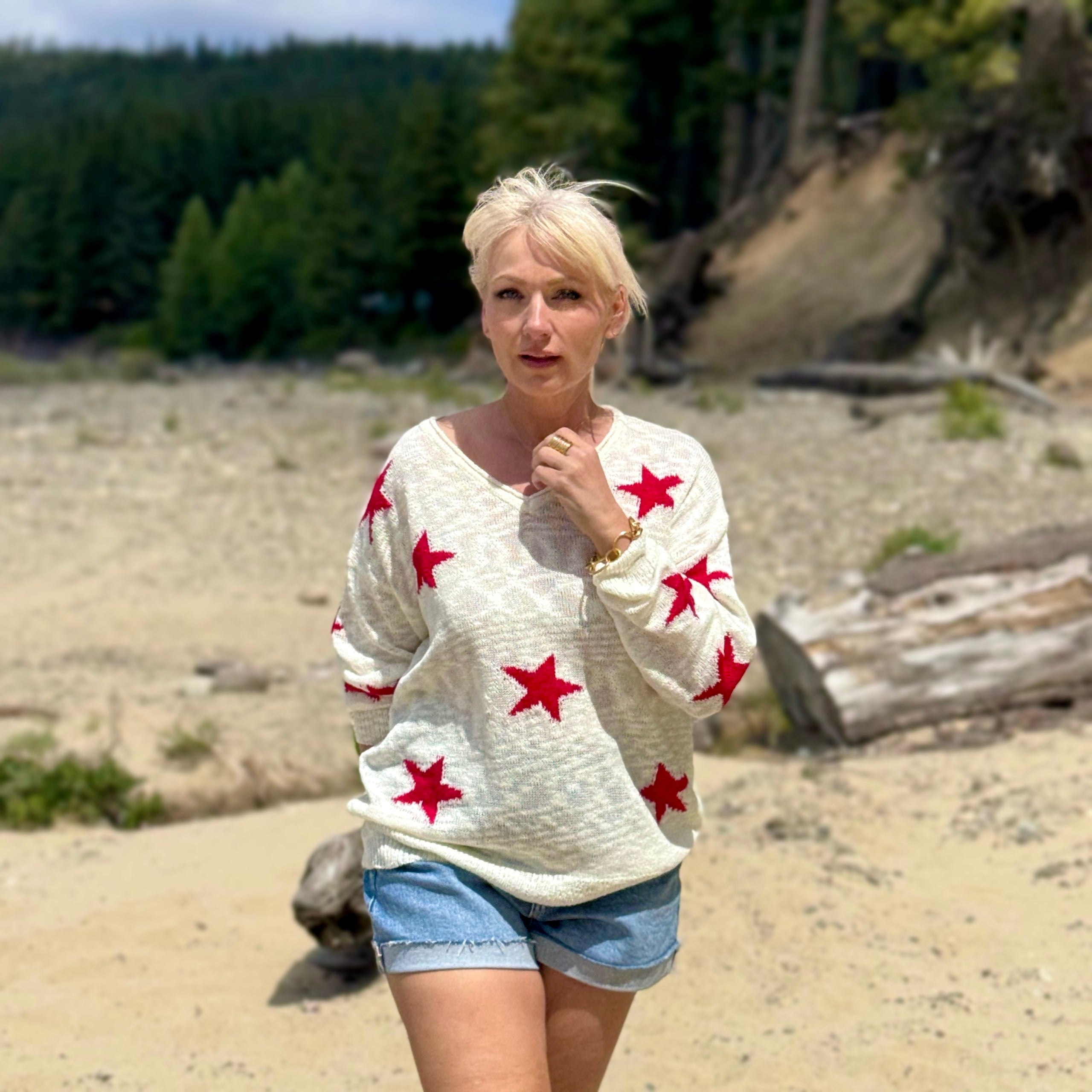 Star Lightweight Sweater Red