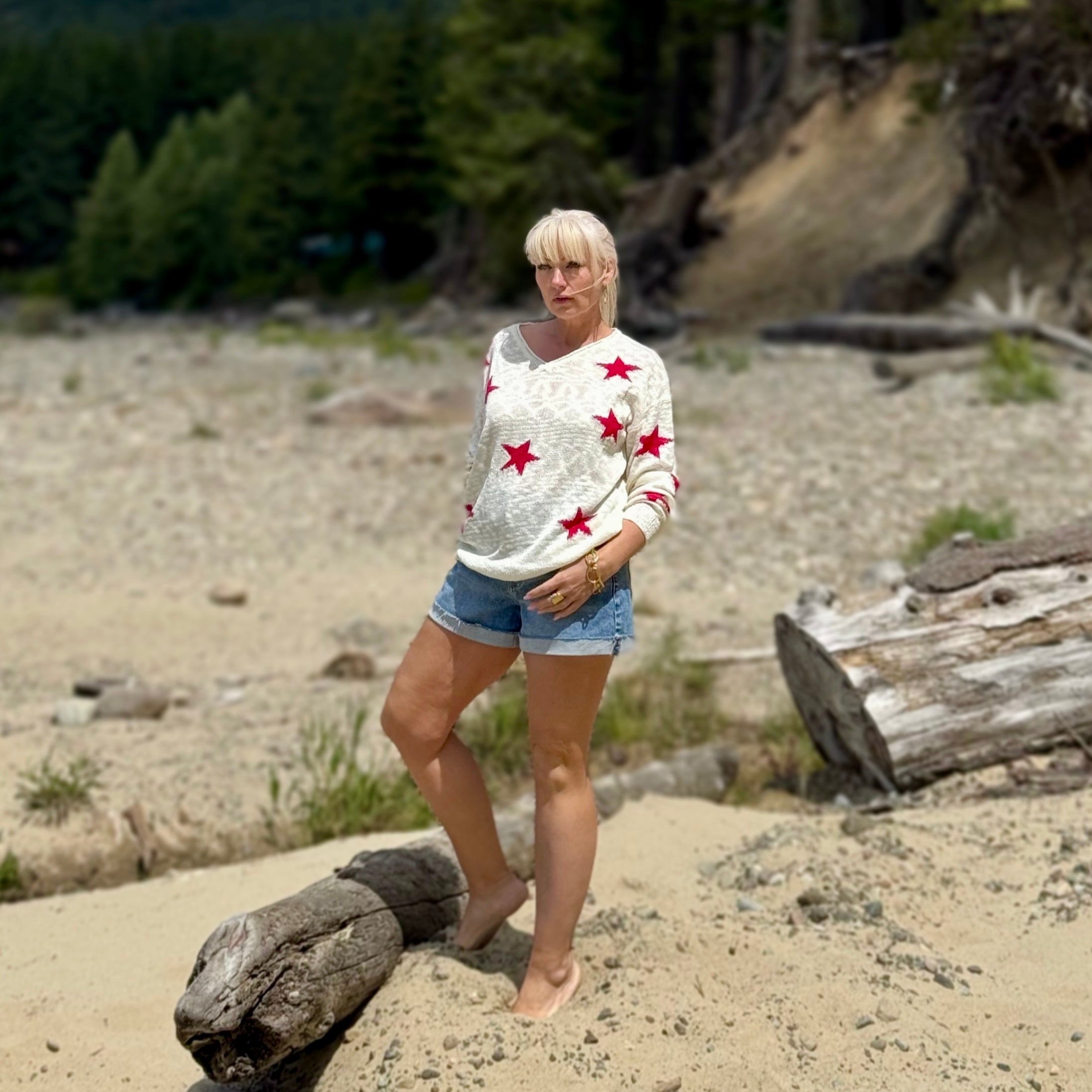 Star Lightweight Sweater Red
