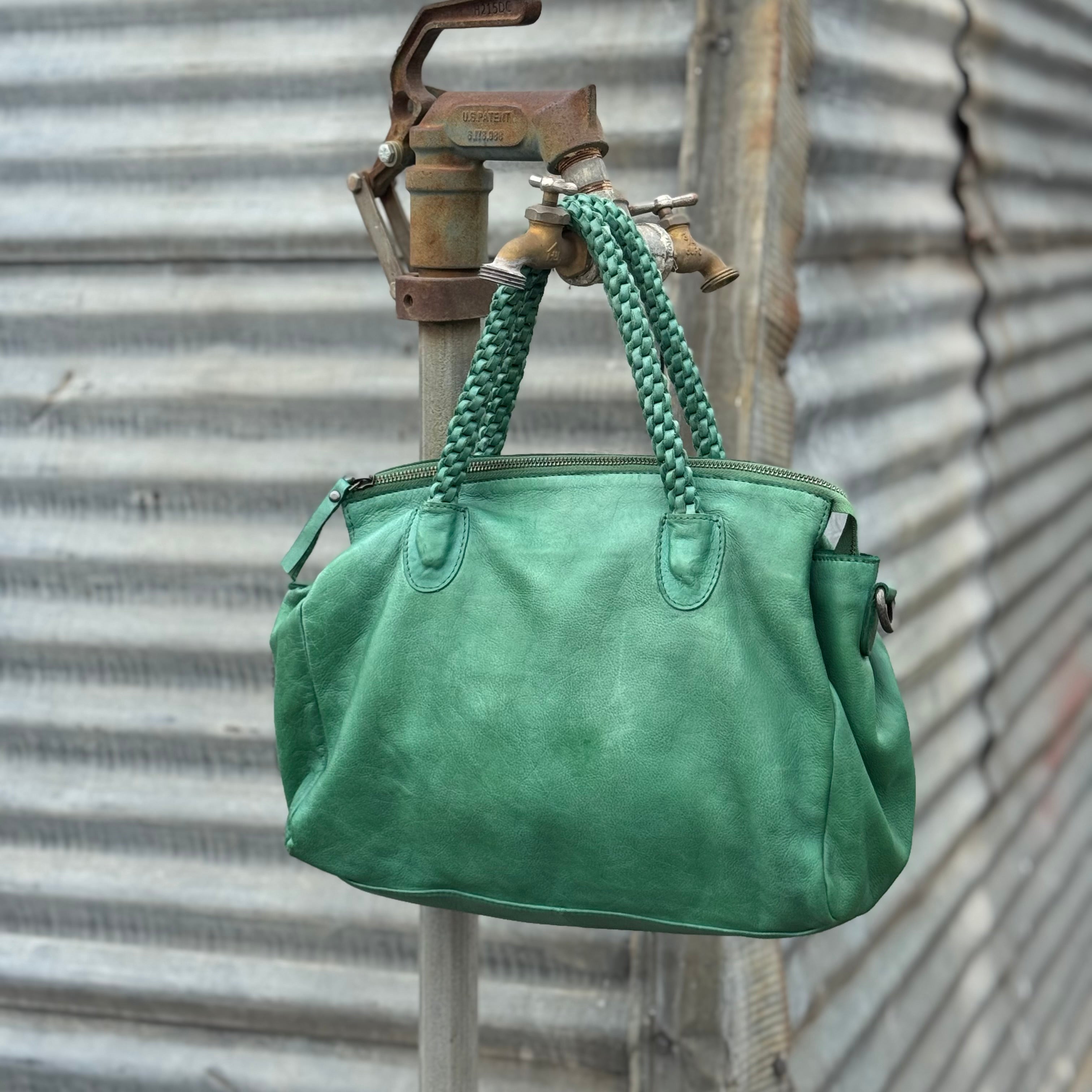 Verdant Wanderer Leather Tote