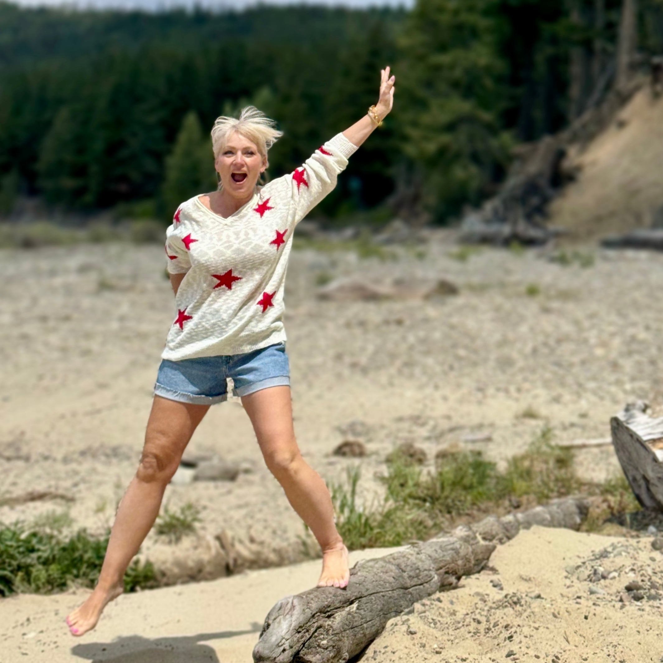 Star Lightweight Sweater Red