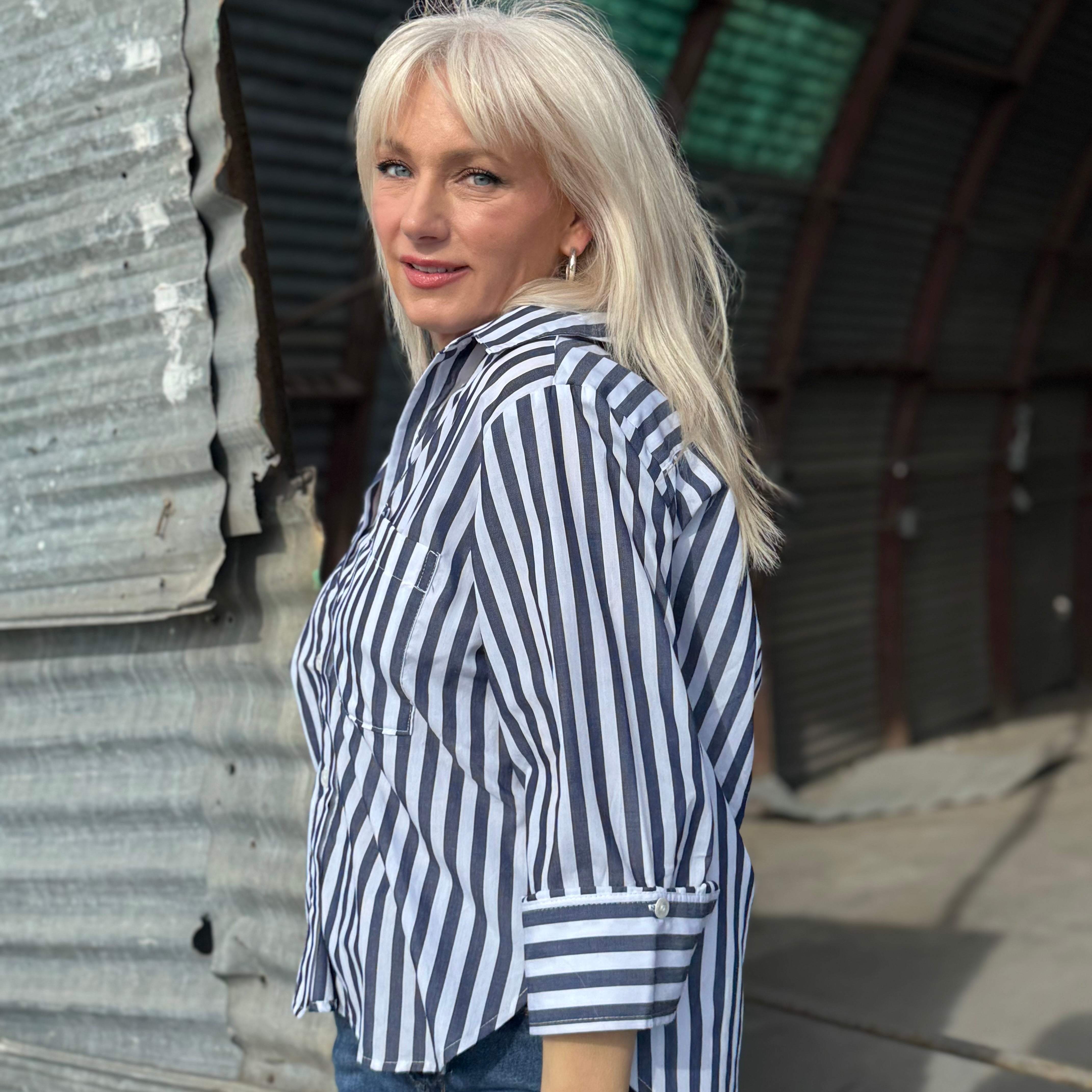 VALENCIA BLUE STRIPE SHIRT