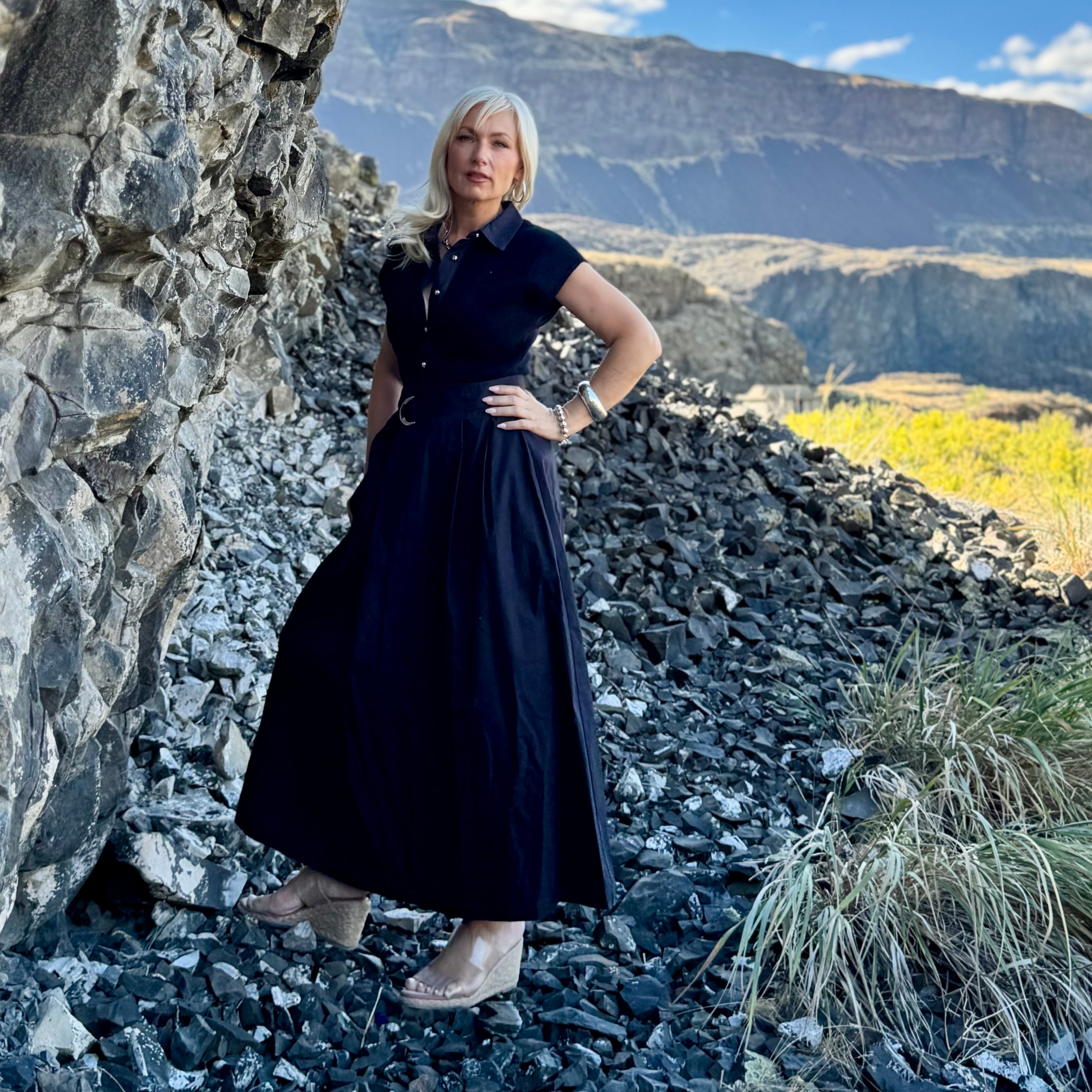 Midnight Muse Belted Maxi Dress