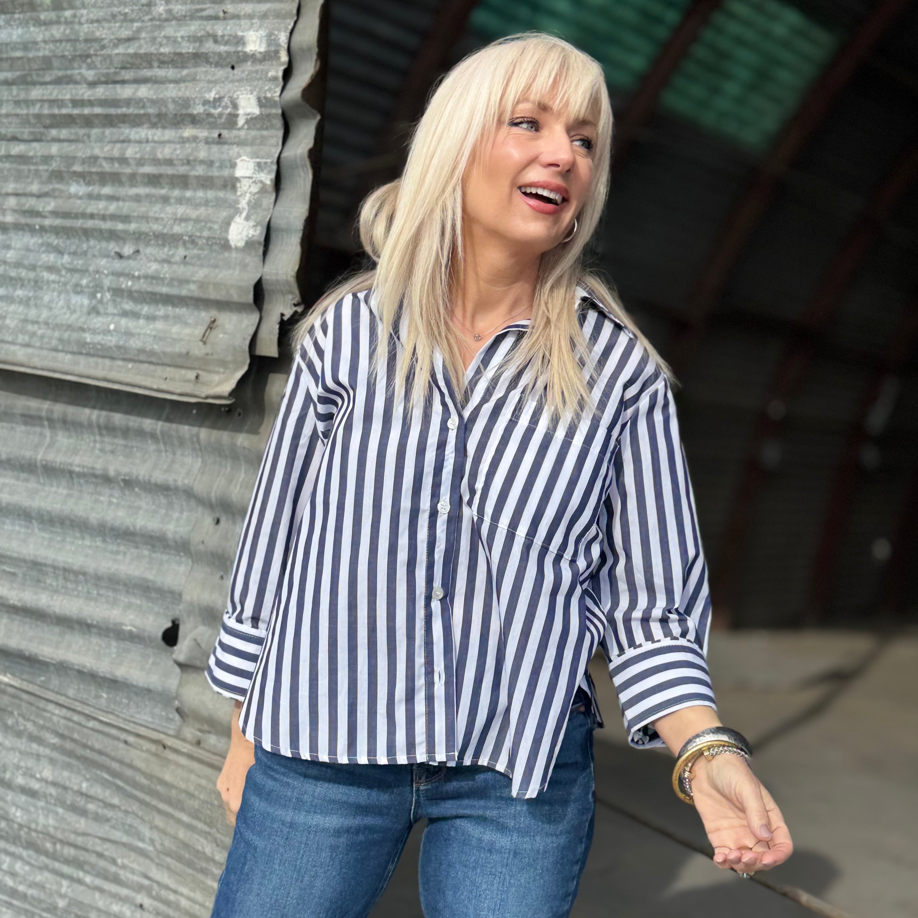 VALENCIA BLUE STRIPE SHIRT