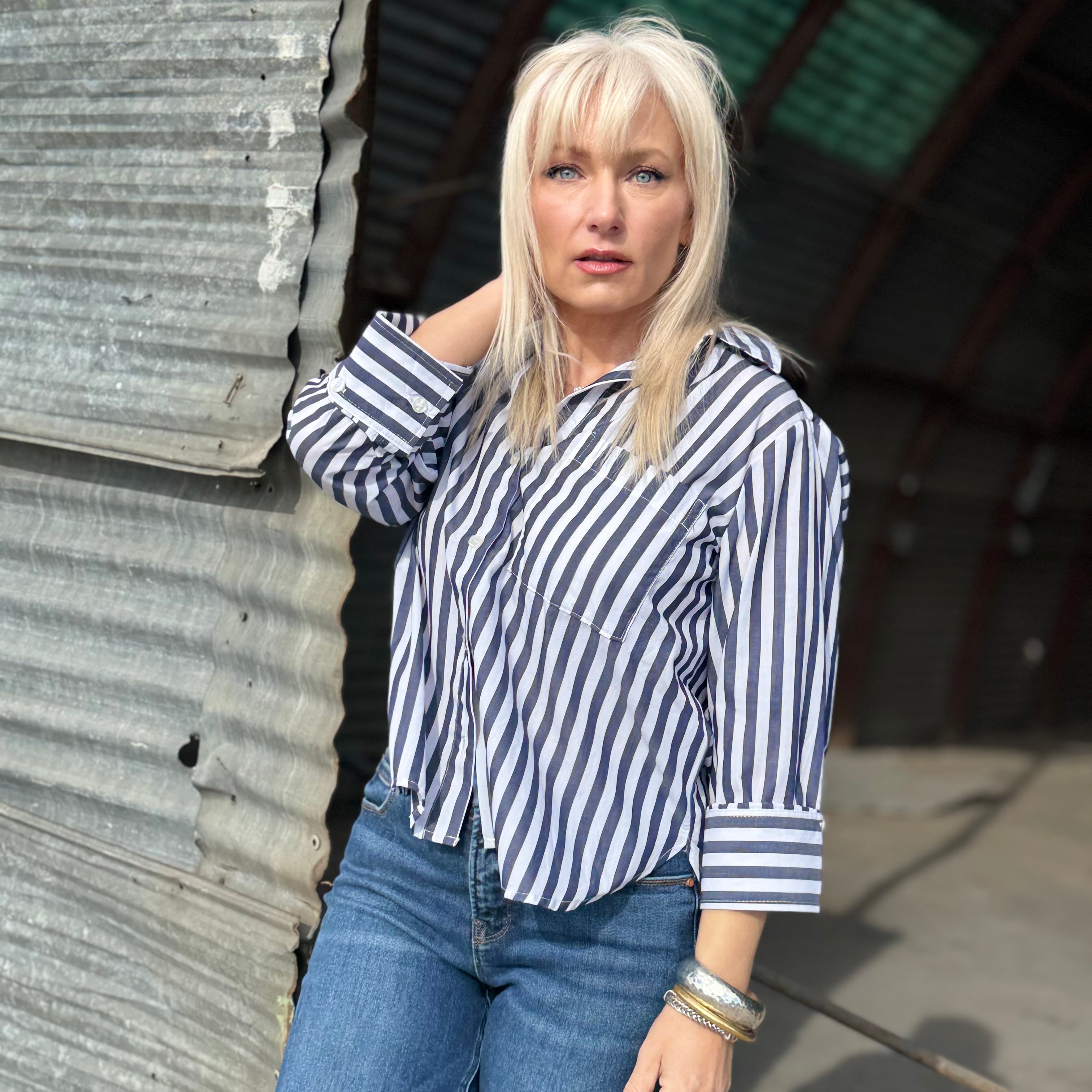 VALENCIA BLUE STRIPE SHIRT