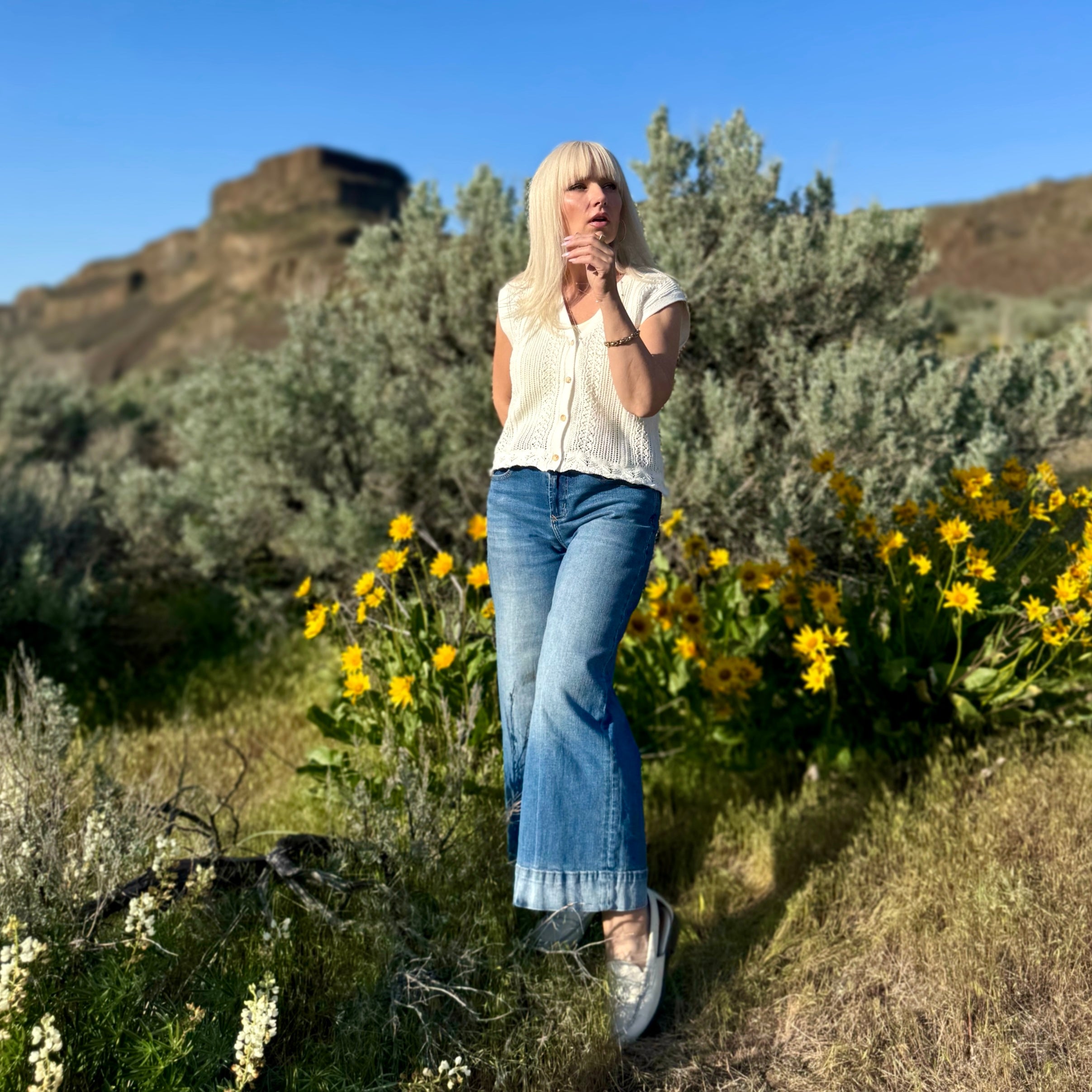 AUDREY WIDE LEG JEAN Lagoon