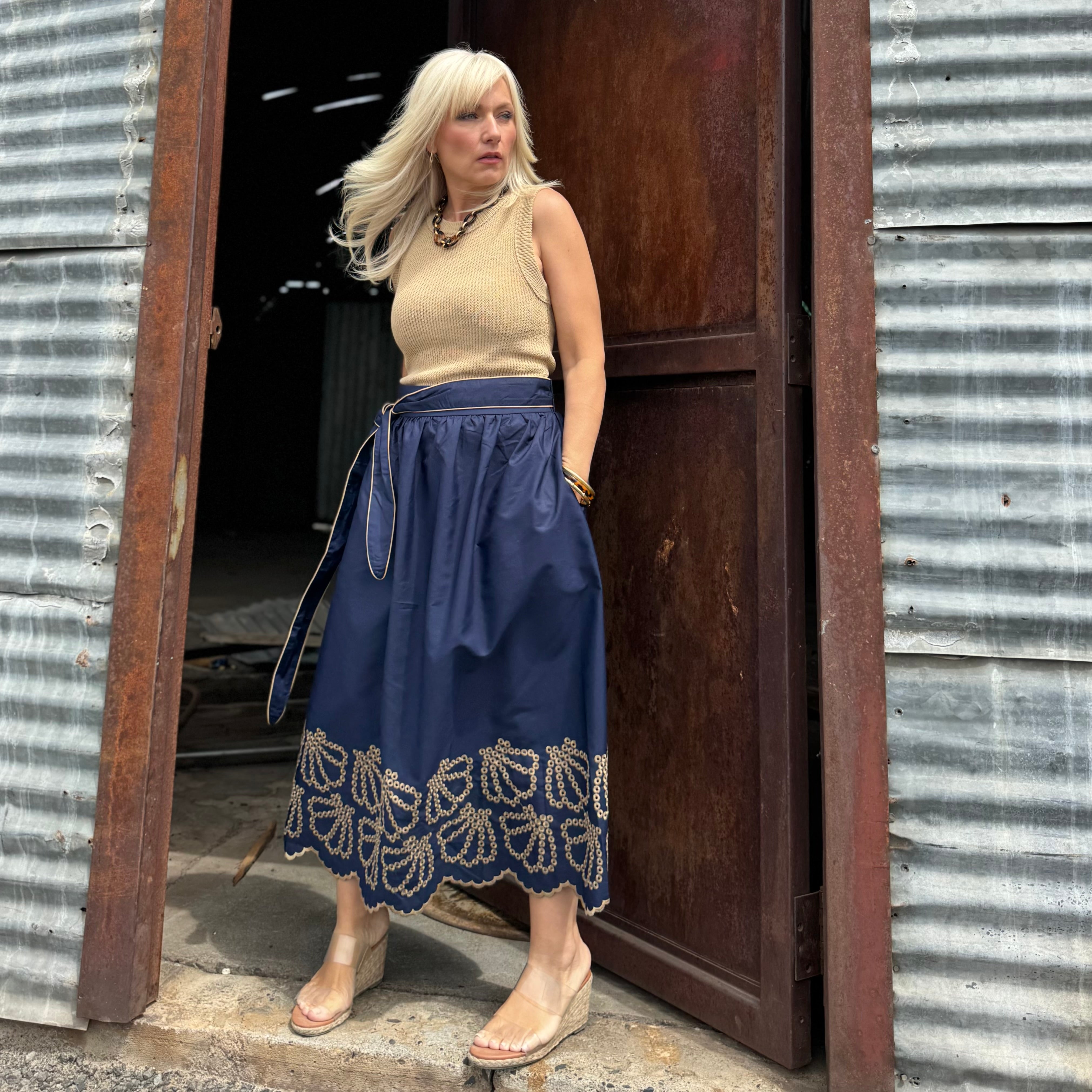 Midnight Riviera Wrap Skirt