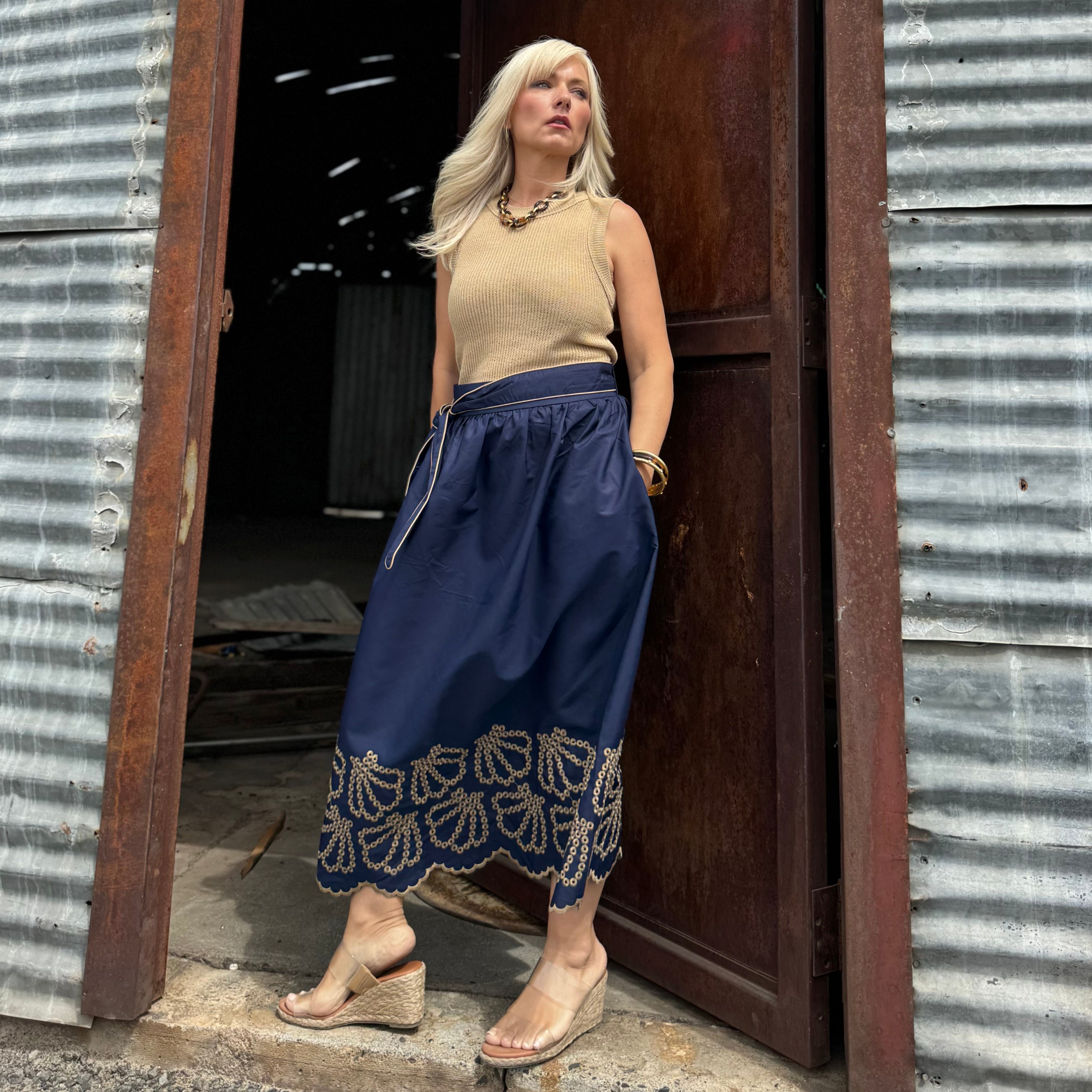 Midnight Riviera Wrap Skirt