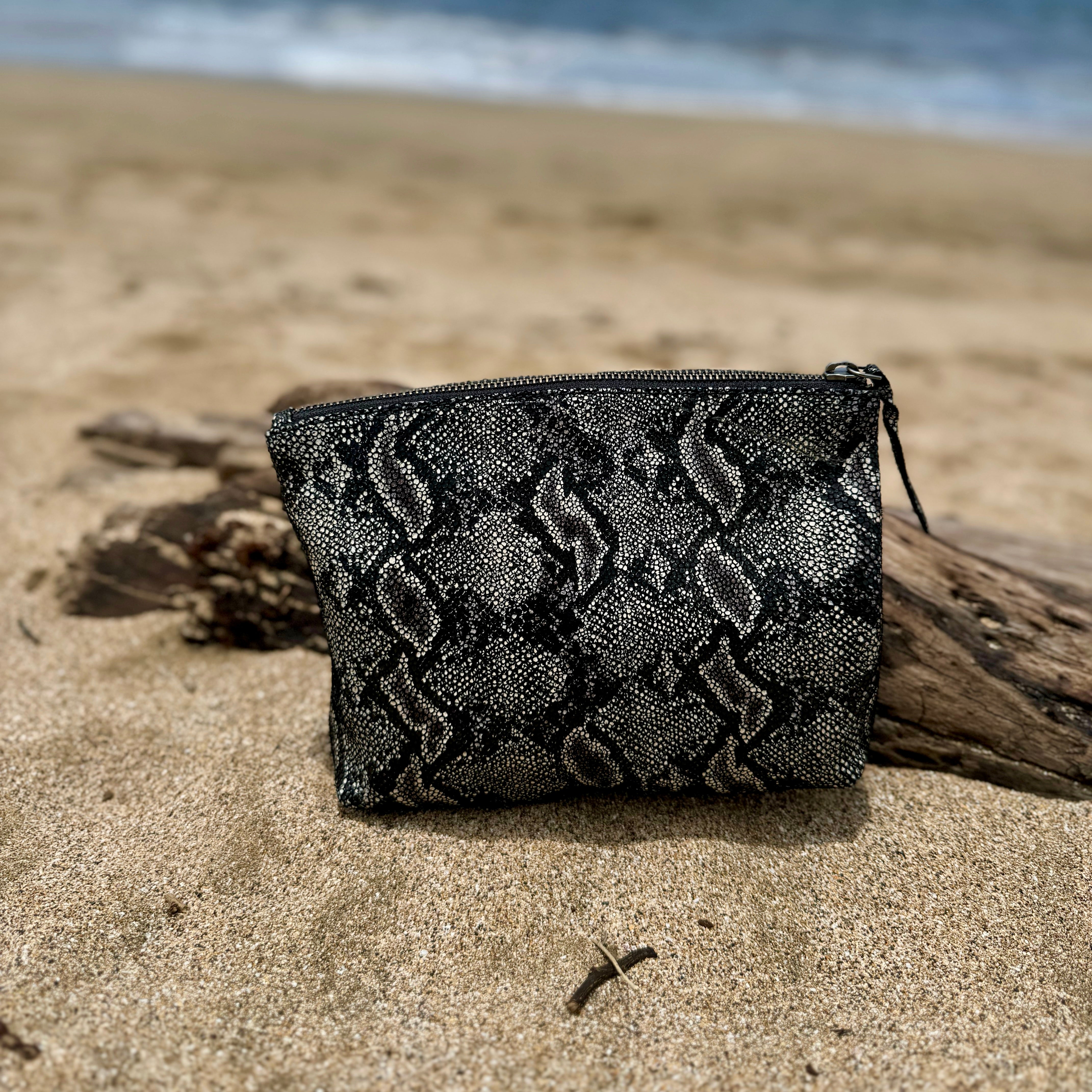 Leather Makeup Pouch (Snake)