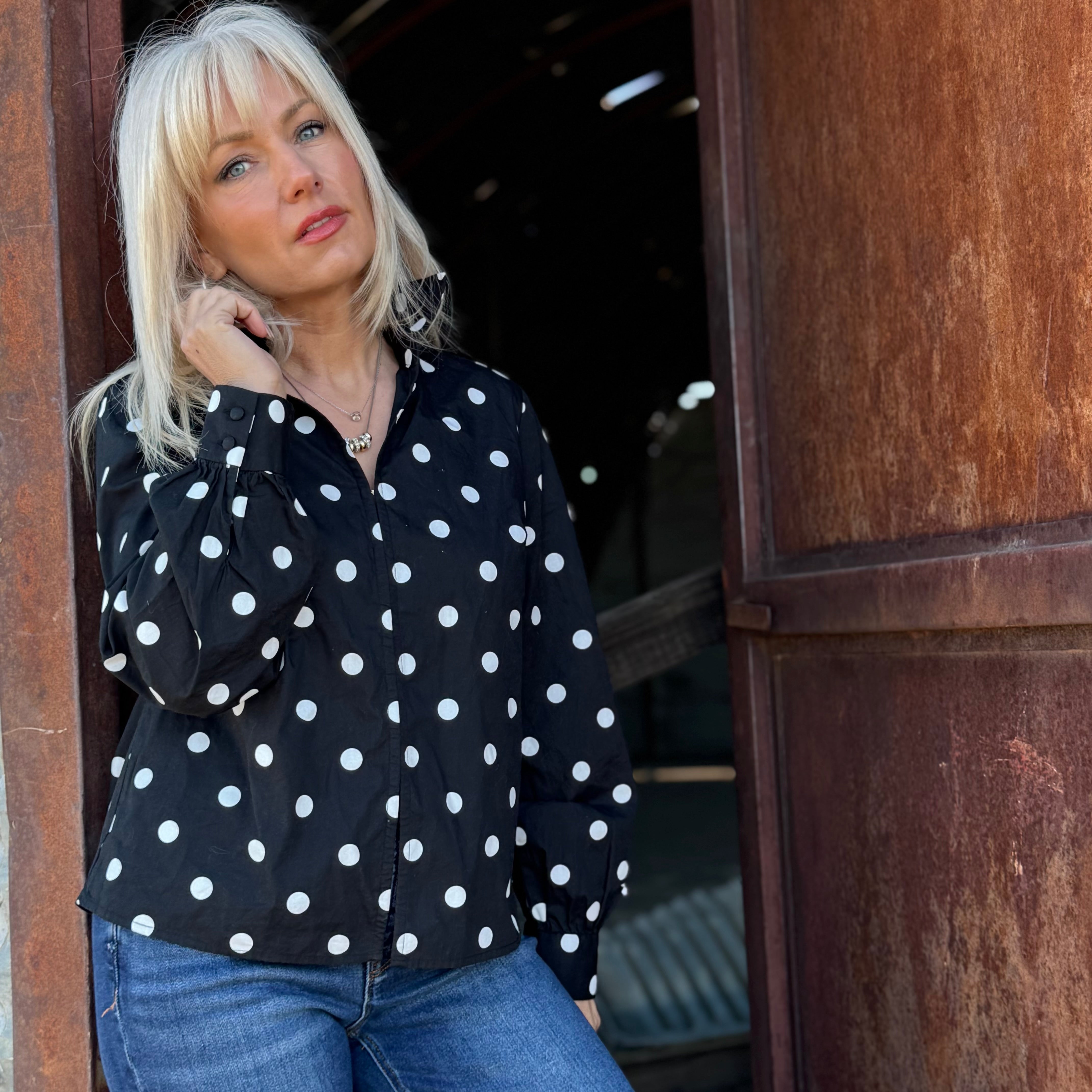 The Midnight Dot Cotton Blouse