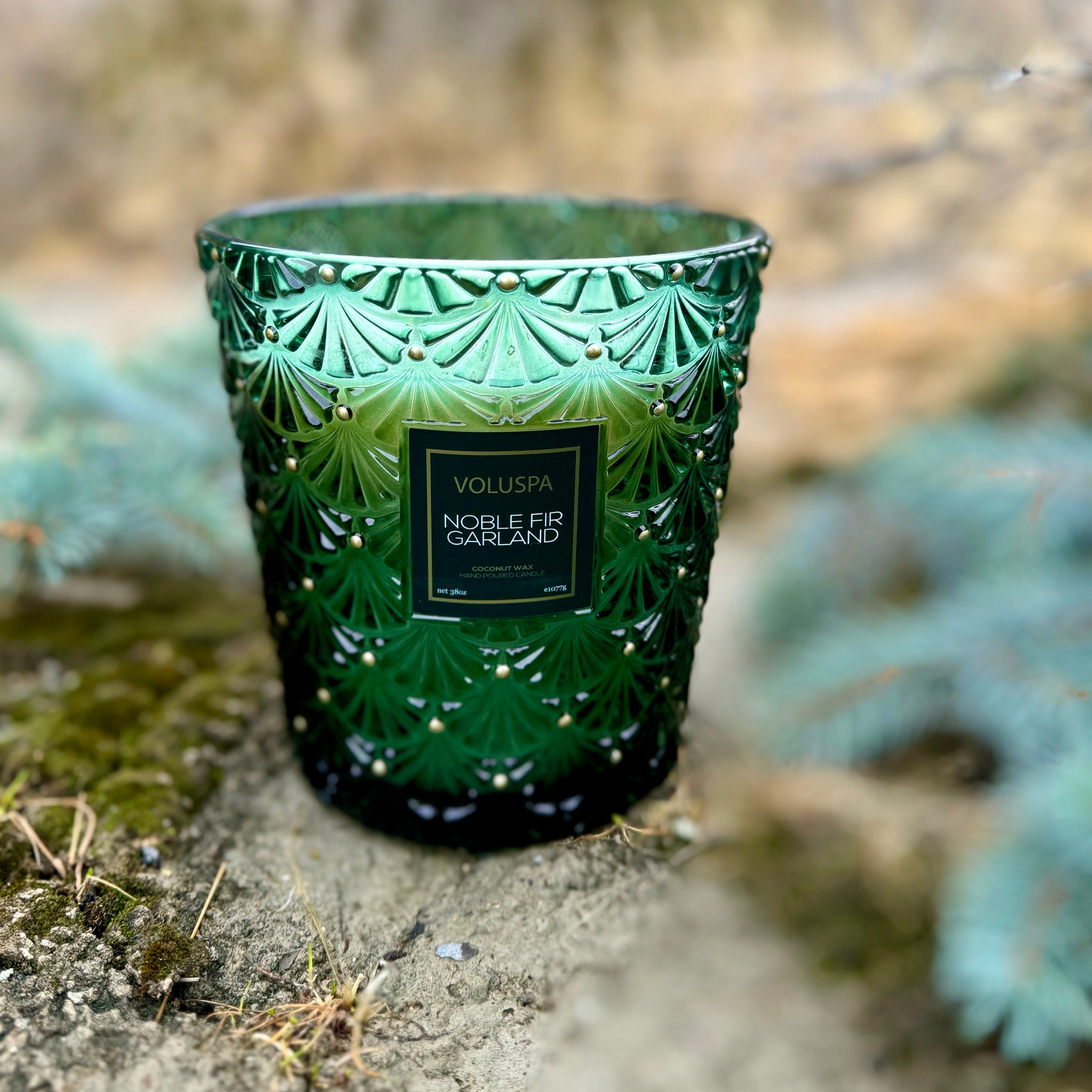 NOBLE FIR GARLAND 3 WICK HEARTH CANDLE