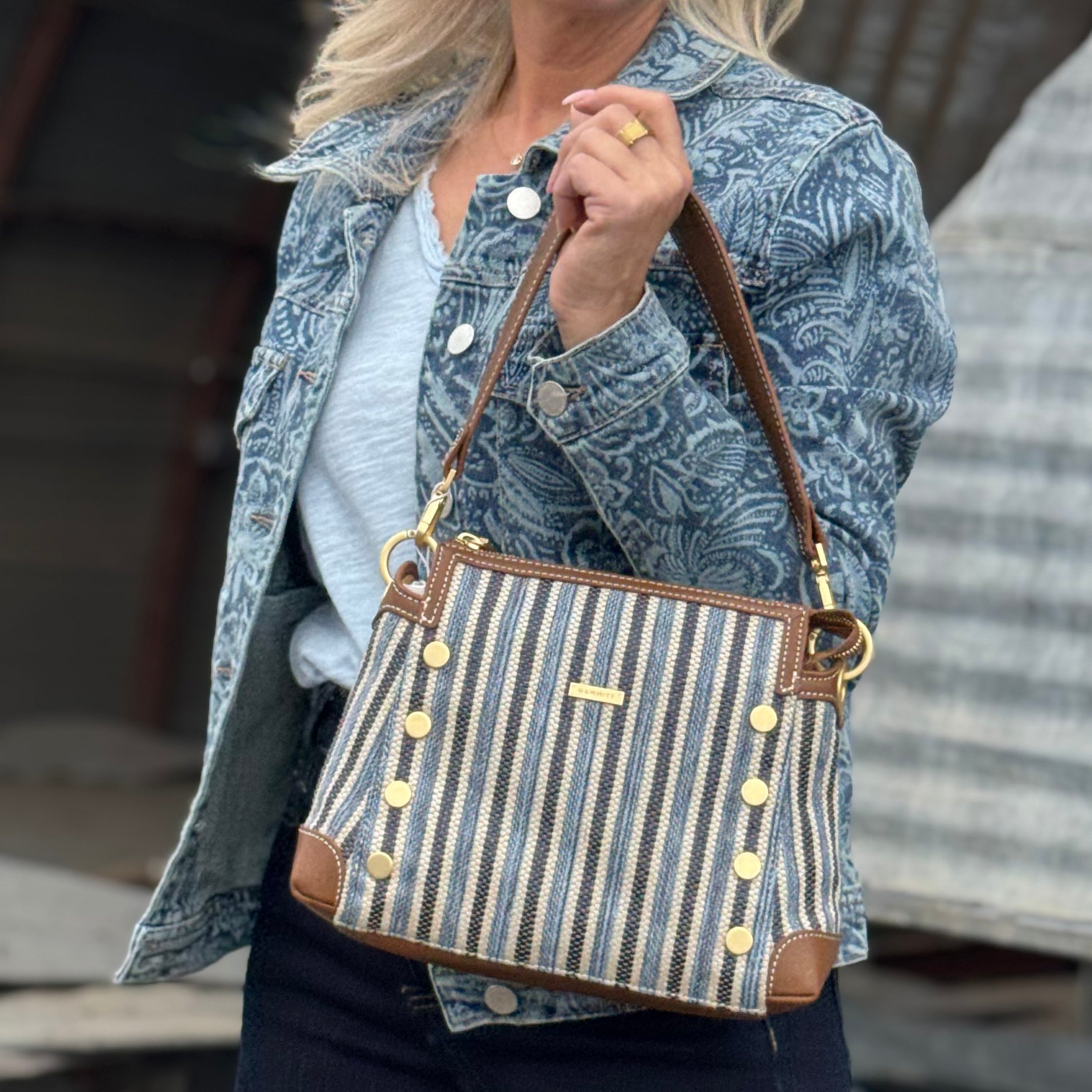 Hammitt Bryant Med Cabana Blue/Brushed Gold