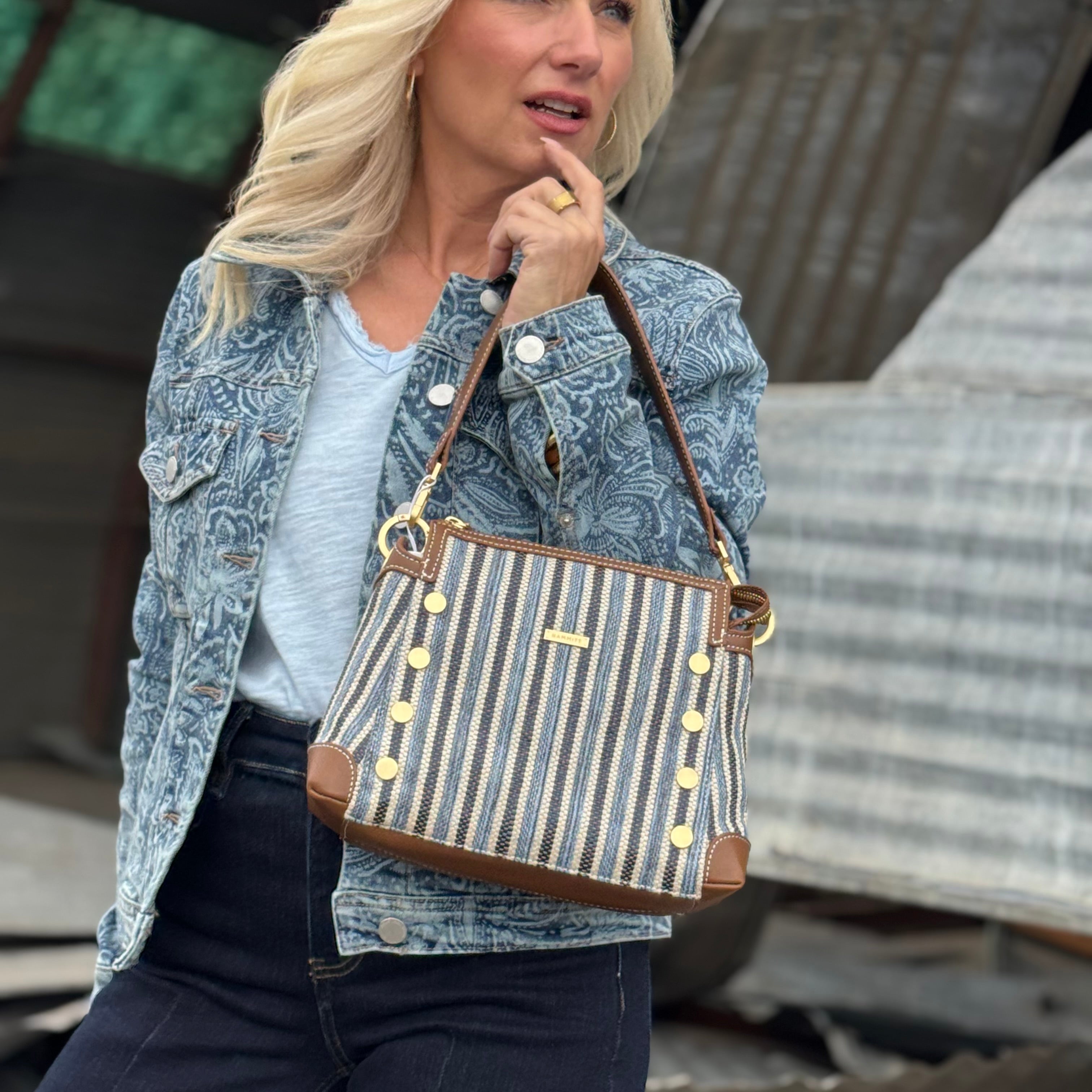 Hammitt Bryant Med Cabana Blue/Brushed Gold
