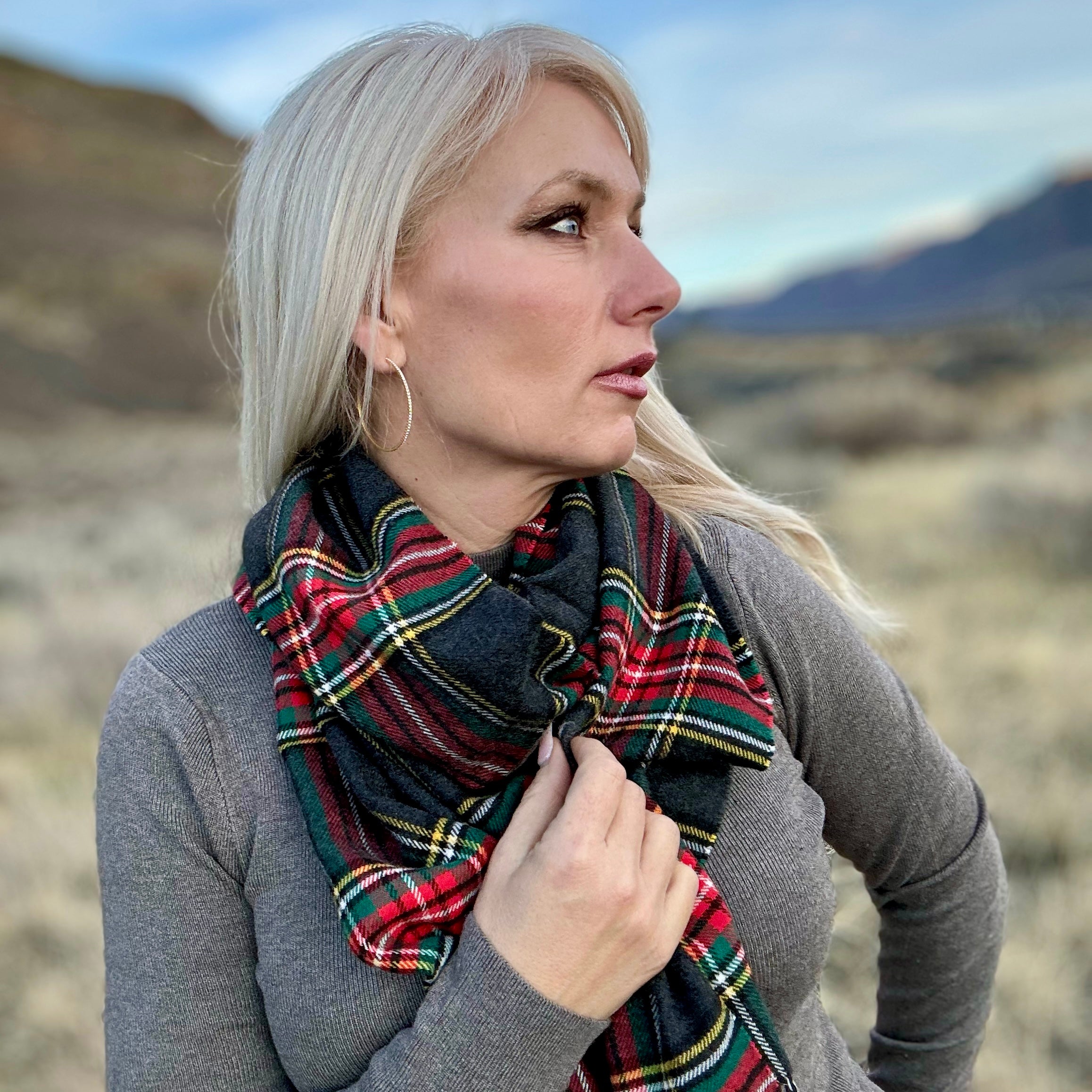 Oxford Plaid Scarf Gray