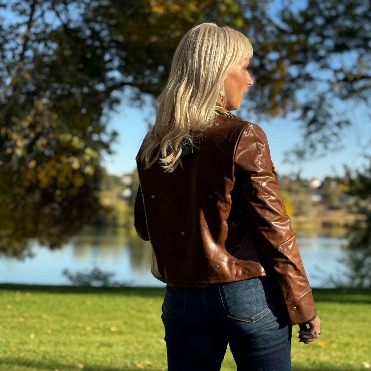 Luanne Studded Vegan Leather Jacket