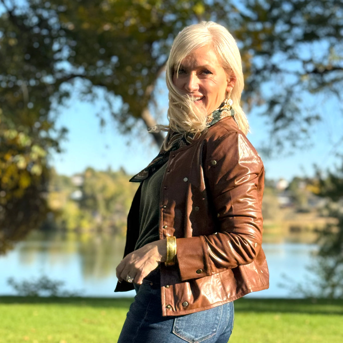 Luanne Studded Vegan Leather Jacket