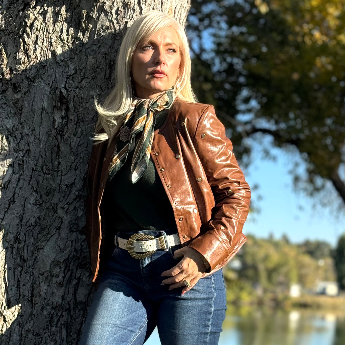 Luanne Studded Vegan Leather Jacket