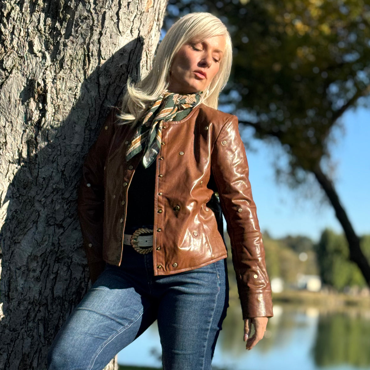 Luanne Studded Vegan Leather Jacket