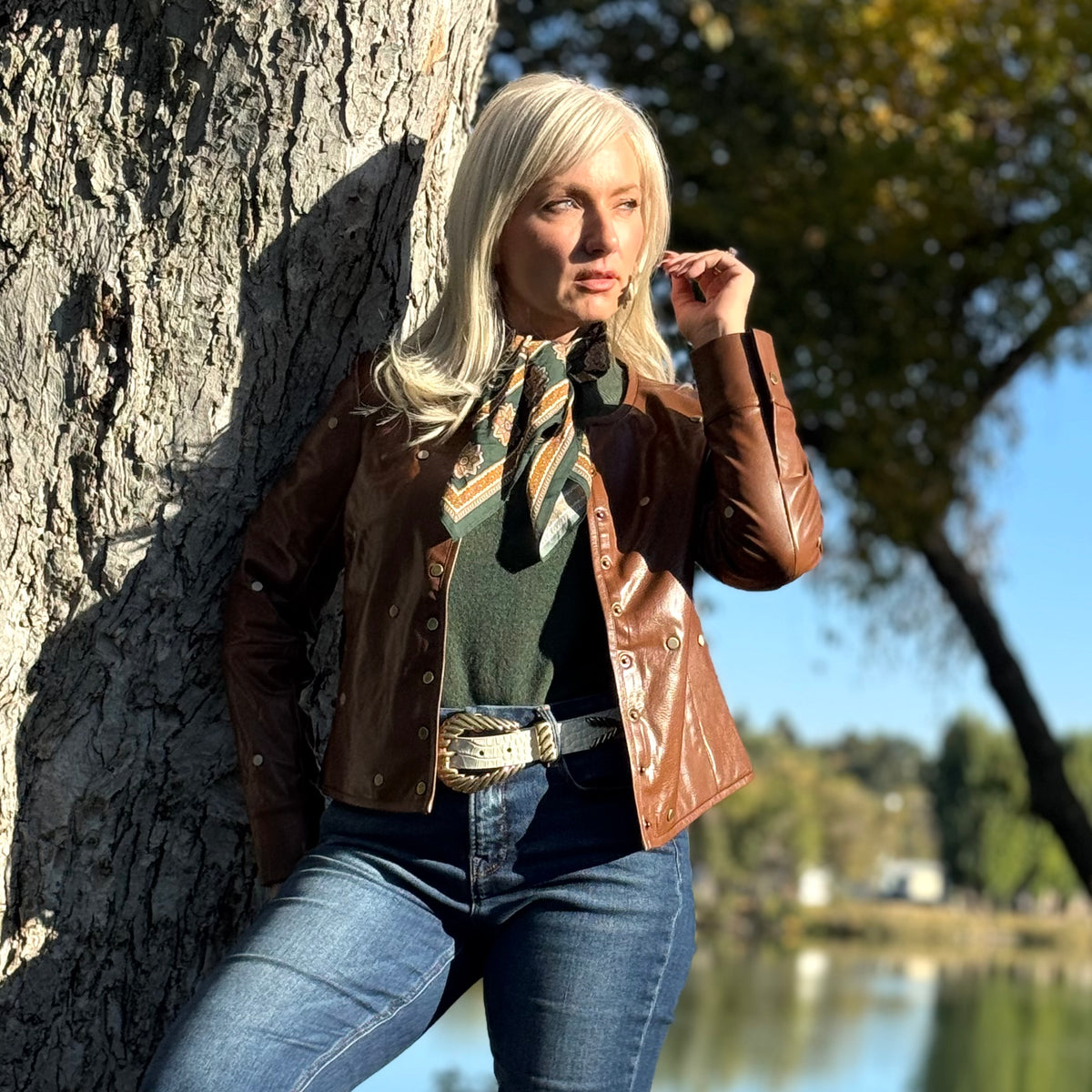 Luanne Studded Vegan Leather Jacket