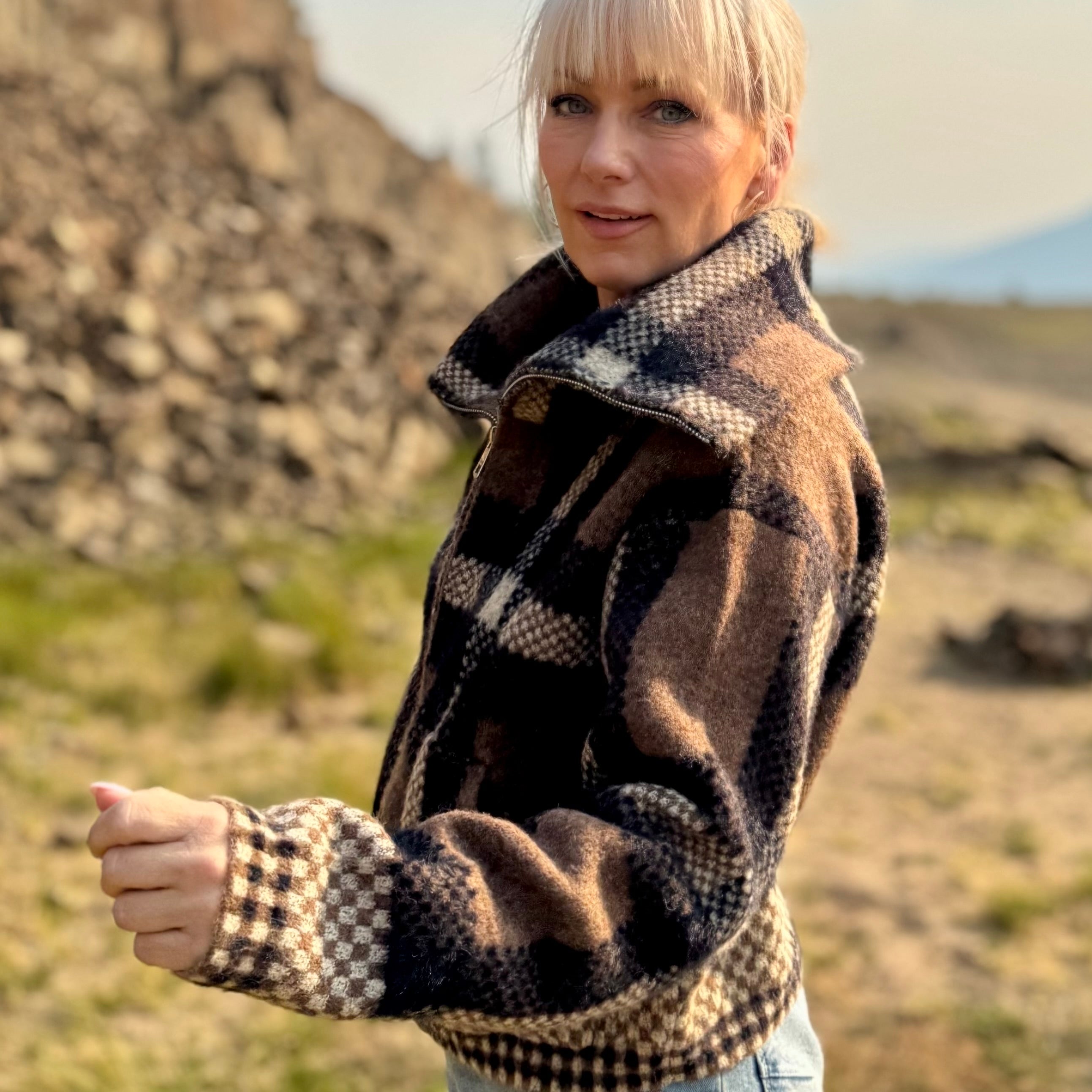 Cascade Plaid Sweater Jacket