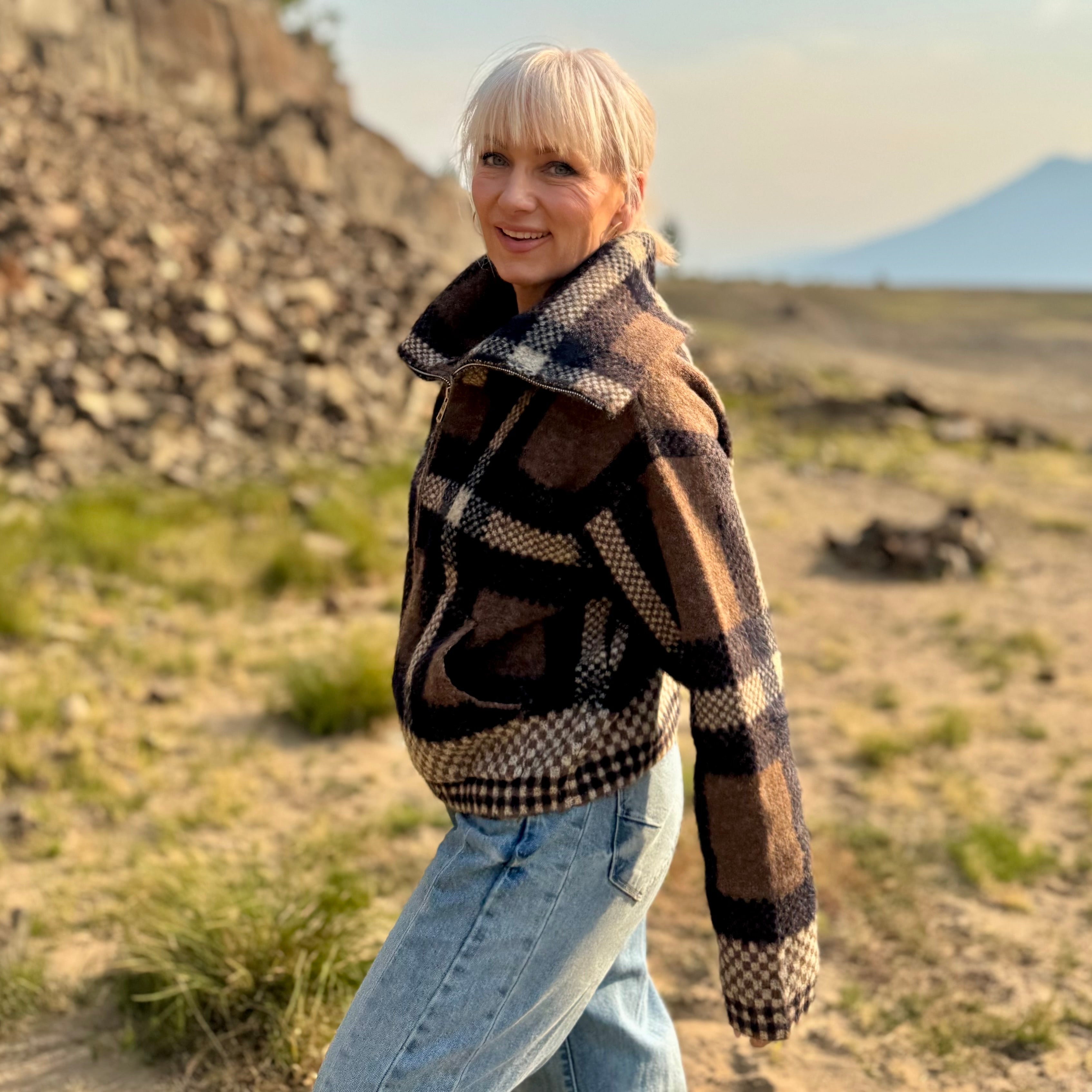 Cascade Plaid Sweater Jacket