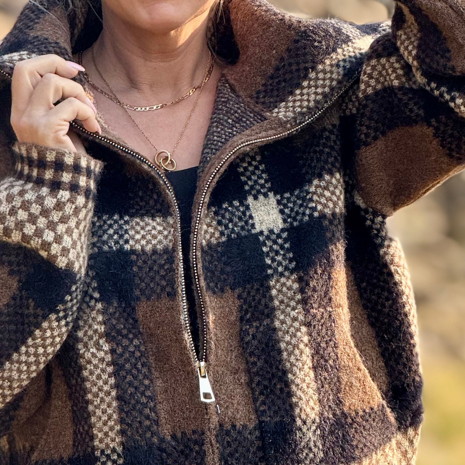 Cascade Plaid Sweater Jacket