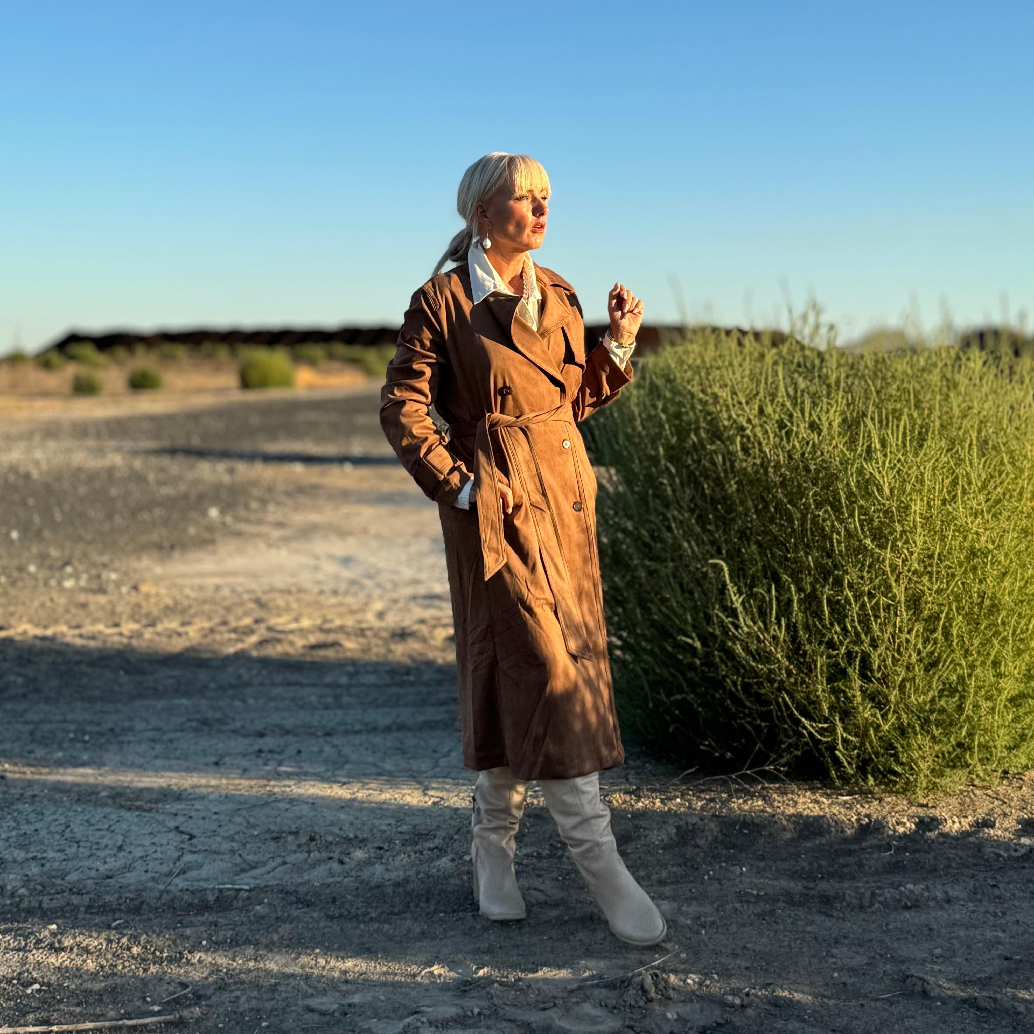 Classic Faux Suede Trench