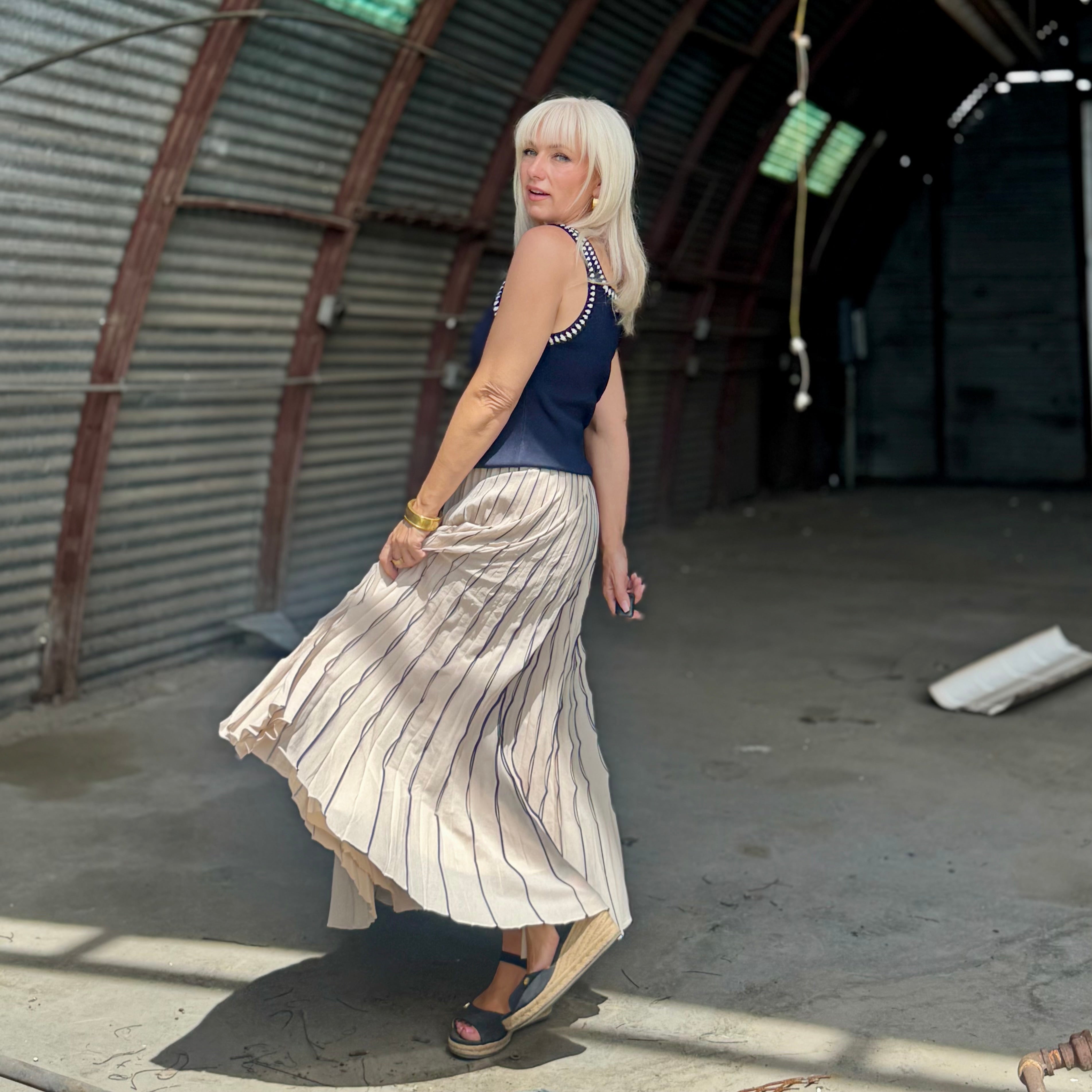 Seabreeze Pleated Maxi Skirt