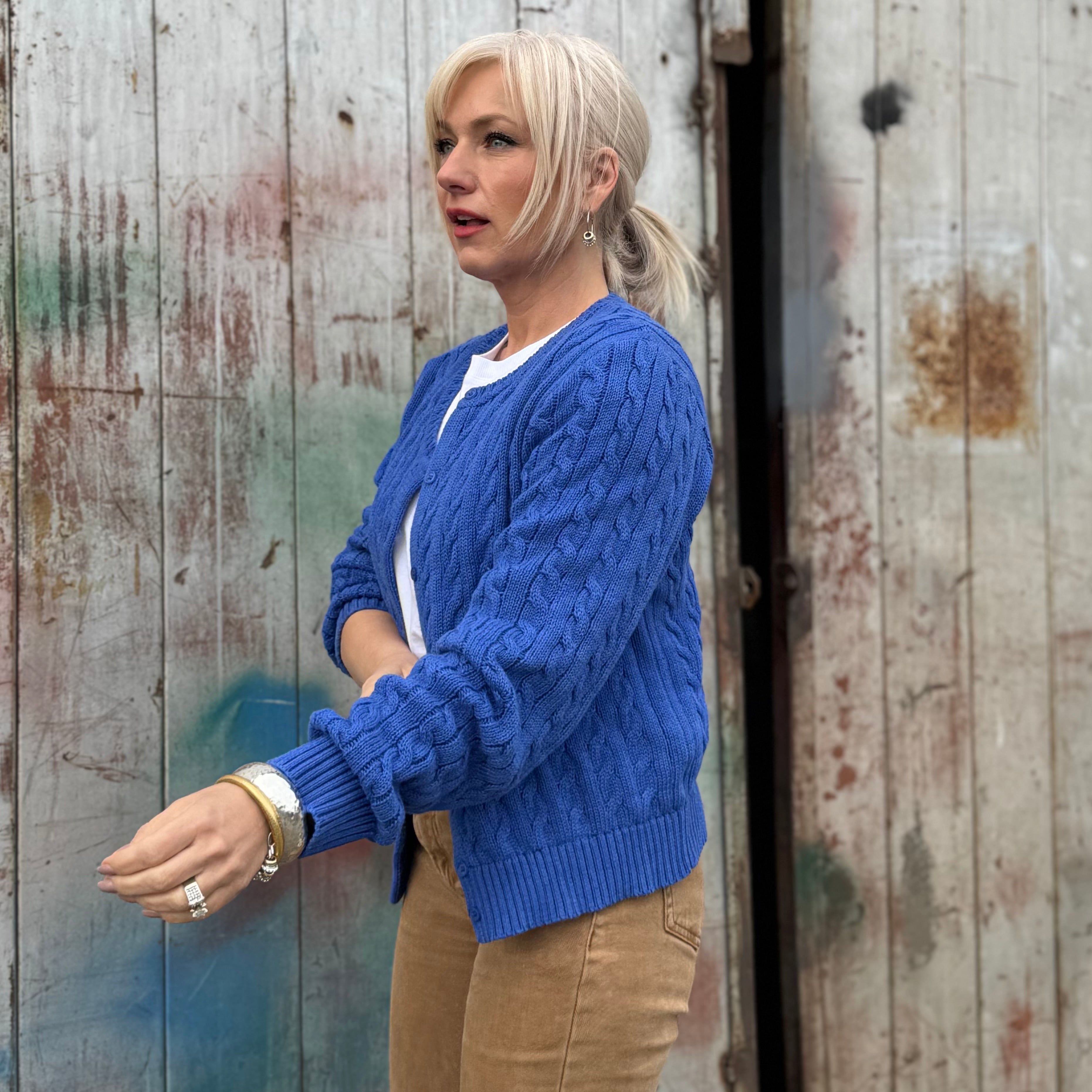 Blue Harbor Cotton Cable Cardigan