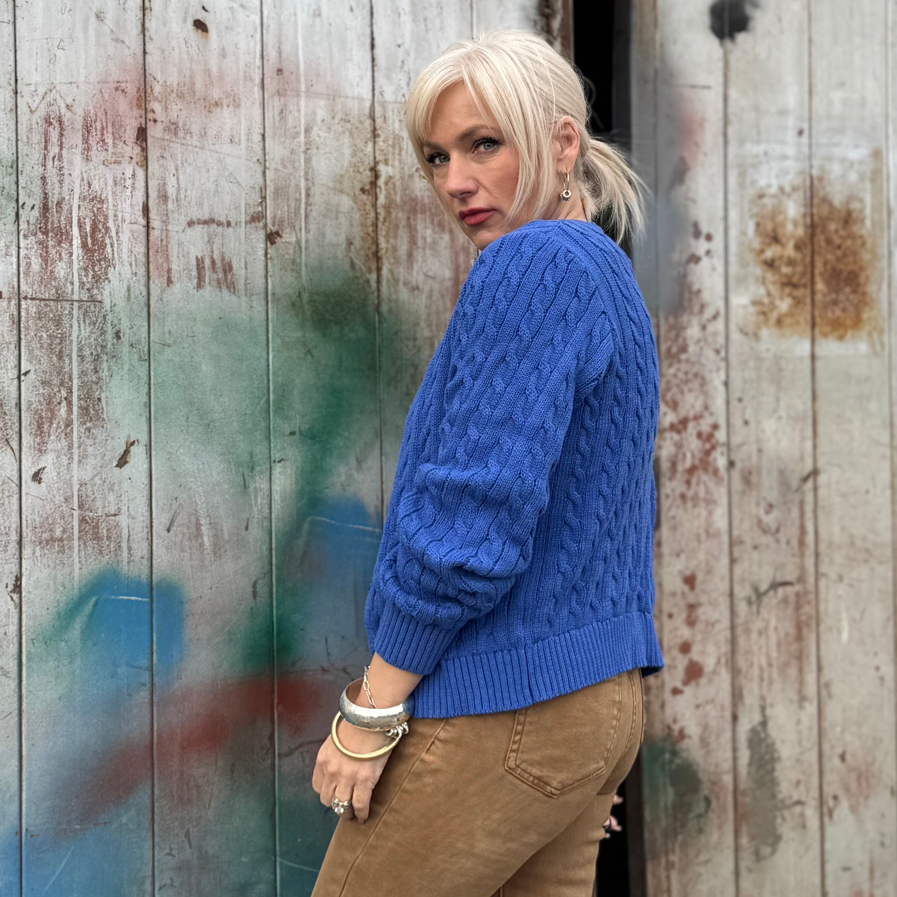 Blue Harbor Cotton Cable Cardigan